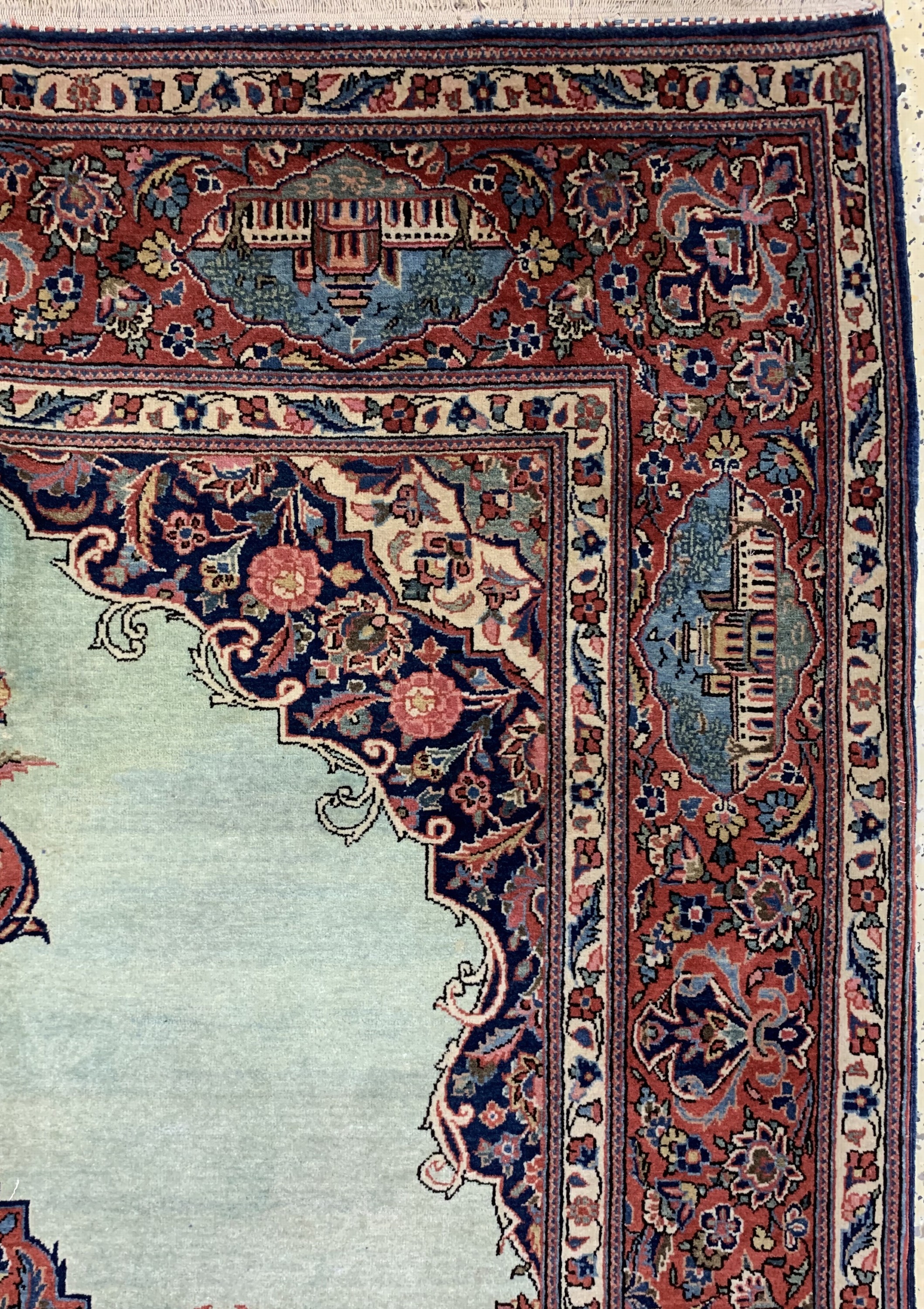 Detail e: Keschan Kork fein, Persien, Anfang 20.Jhd, Korkwolle auf Baumwolle, ca. 204 x 127 cm, Reinigungsbedürftig, EHZ: 2-3
