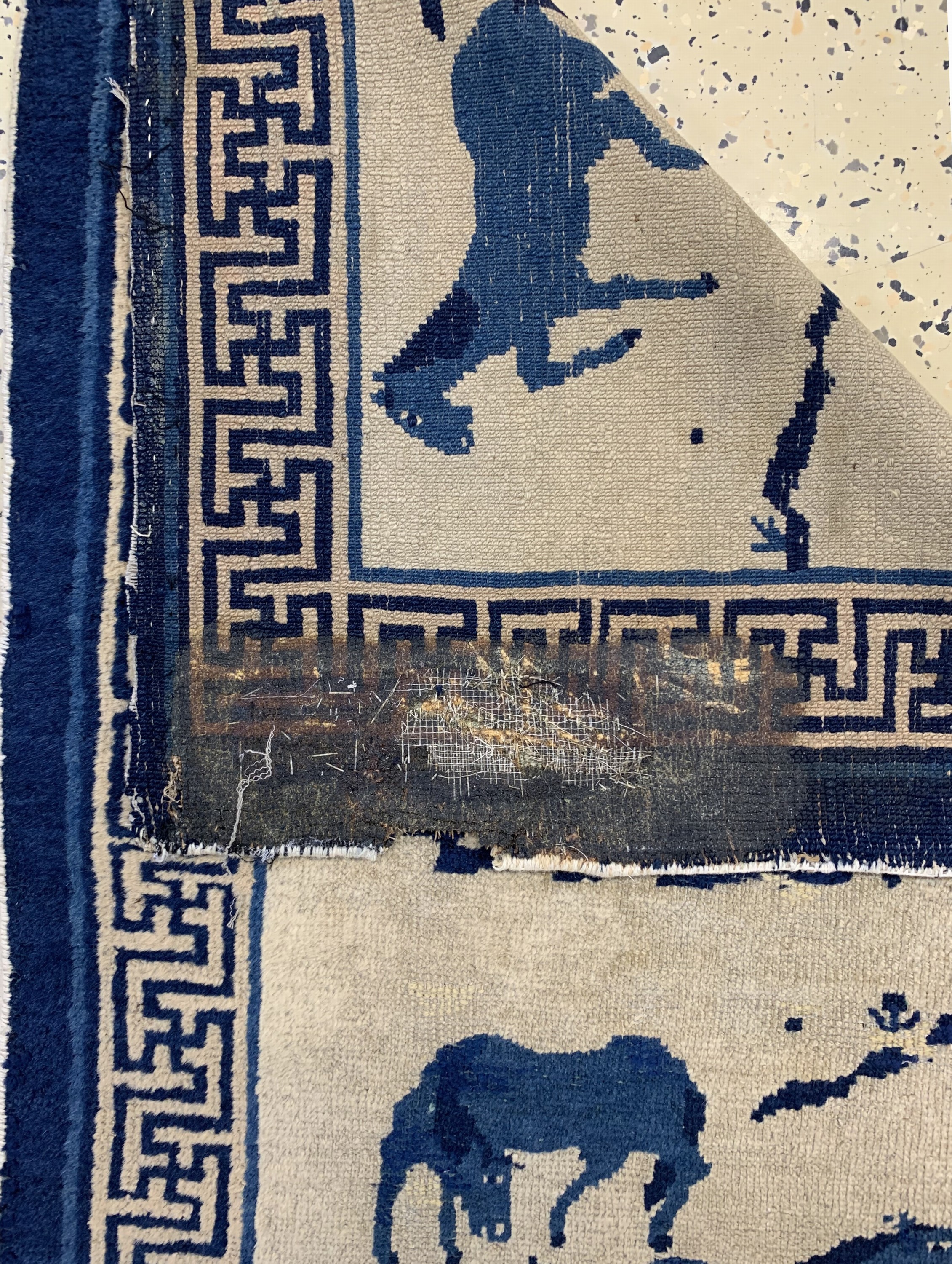 Detail c: Antiker Peking China, "6 Heilige Pferde", 18.Jhd, Wolle auf Baumwolle, ca. 115 x 64 cm, EHZ: 4