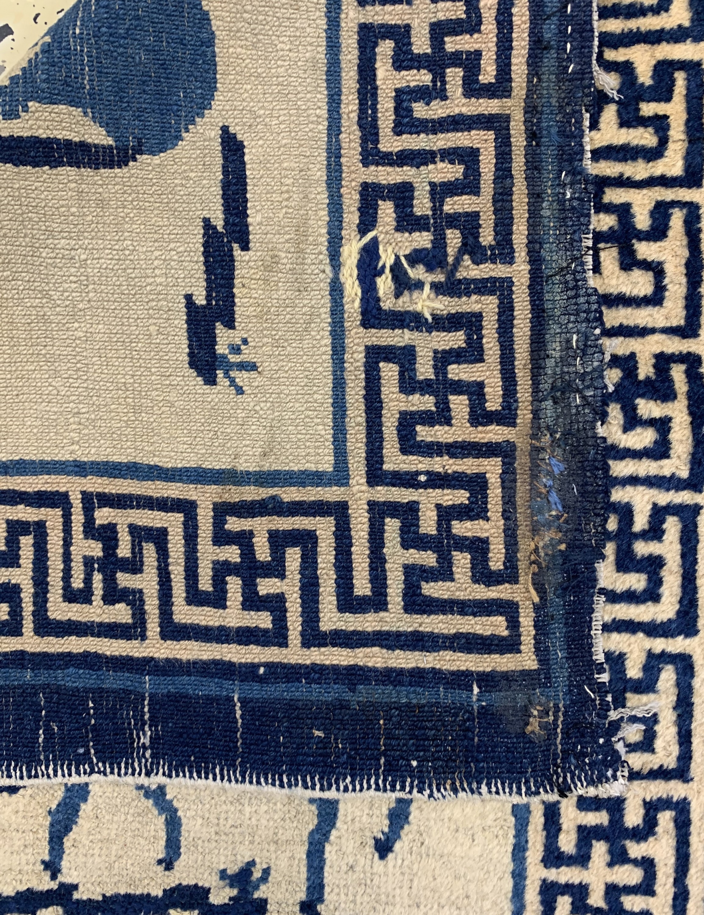 Detail d: Antiker Peking China, "6 Heilige Pferde", 18.Jhd, Wolle auf Baumwolle, ca. 115 x 64 cm, EHZ: 4