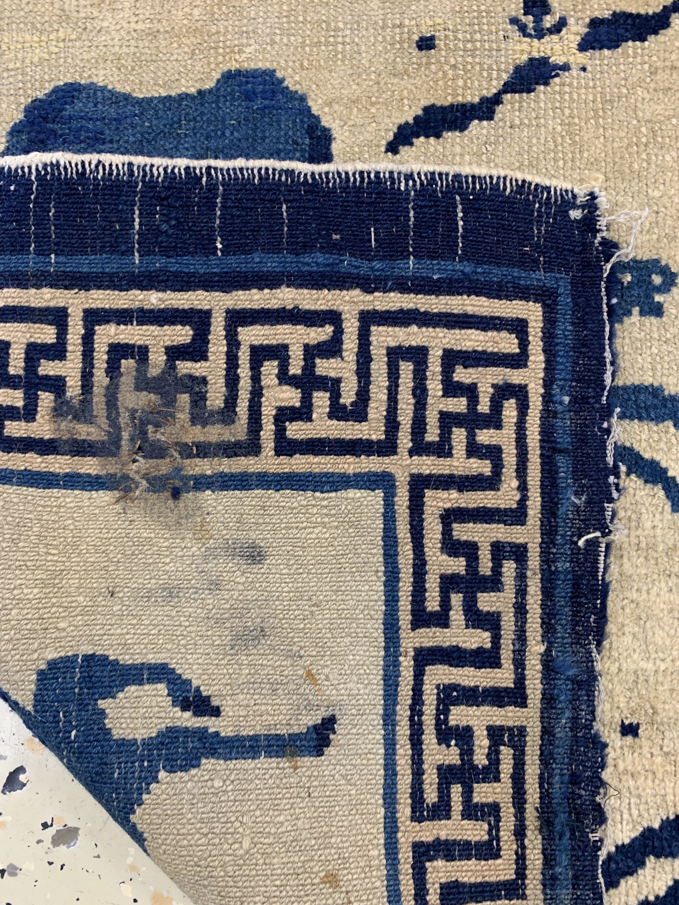 Detail f: Antiker Peking China, "6 Heilige Pferde", 18.Jhd, Wolle auf Baumwolle, ca. 115 x 64 cm, EHZ: 4
