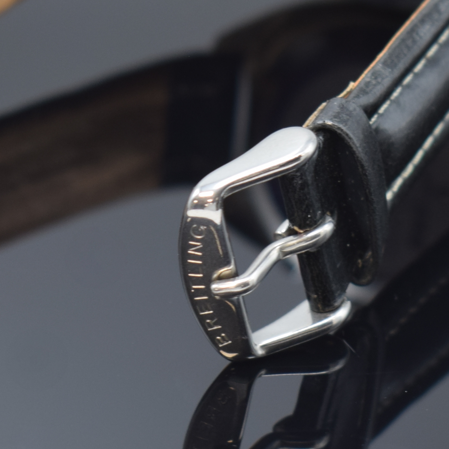 Detail b: BREITLING ungetragener Armbandchronograph Long Playing Referenz 7103.3, Handaufzug, Schweiz um 1973, Edelstahlgeh. inkl. altem orig. Display ...