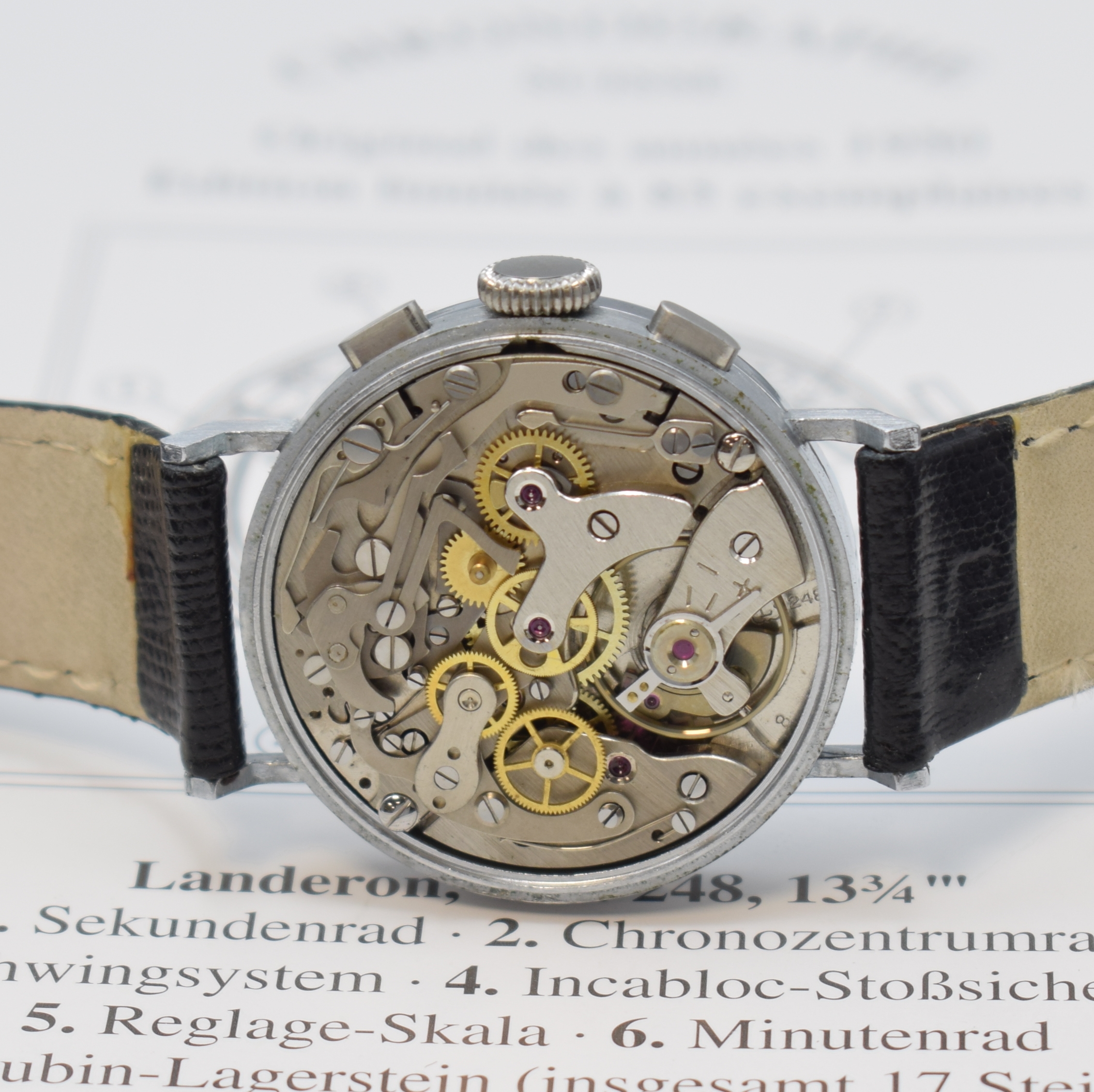 Detail d: COMOR / CHRONOGRAPHE SUISSE limitierter, nahezu neuwertiger Armbandchronograph, Schweiz lt. orig. Pap. verk. 1996, Handaufzug, verchr. Geh., ...