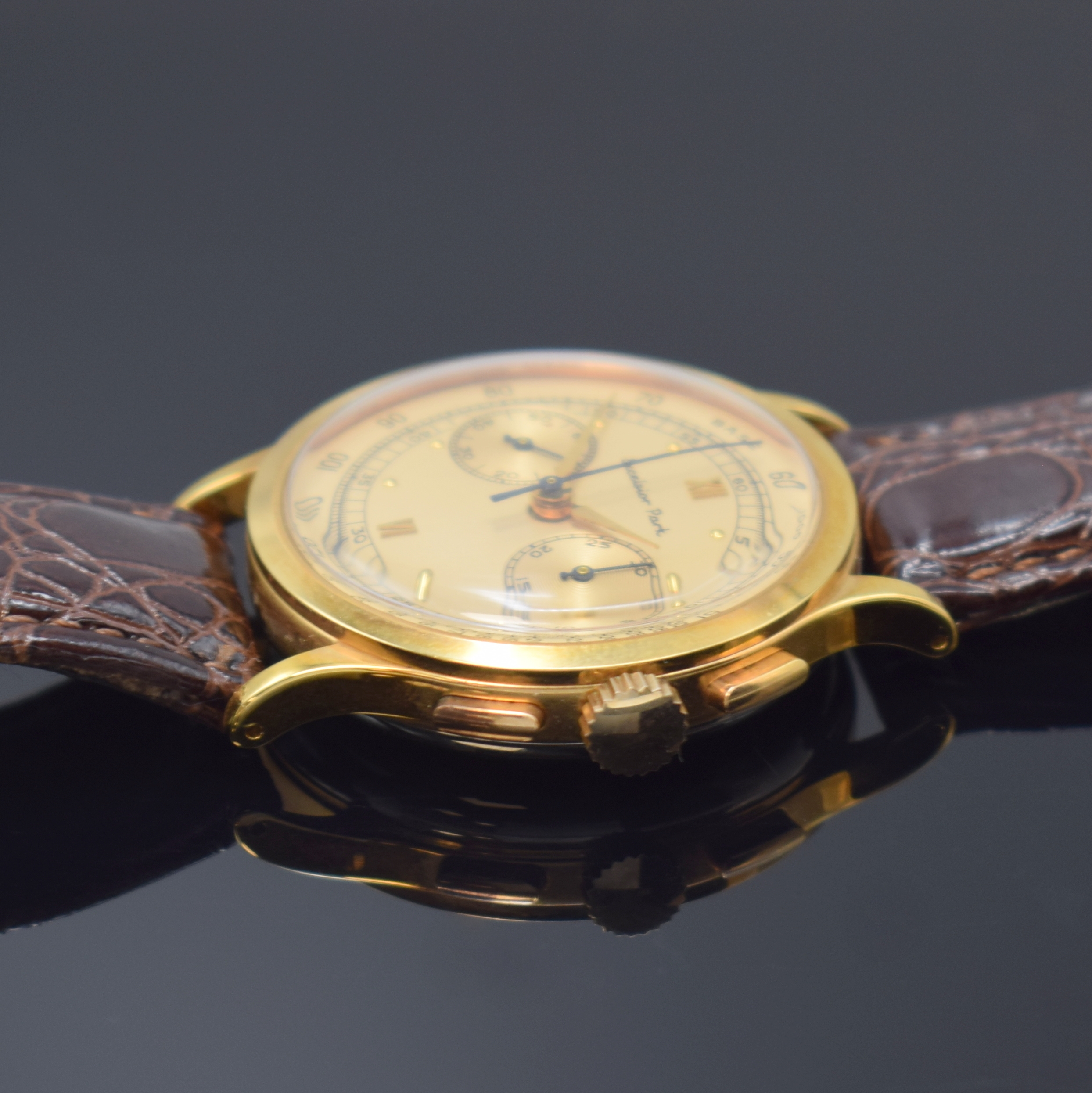 Detail b: EXCELSIOR PARK Armbandchronograph Referenz 70001-2, Handaufzug, nach altem Vorbild, Werk aus den 1940er Jahren, Metallgeh. hartverg., Edelstahlboden ...