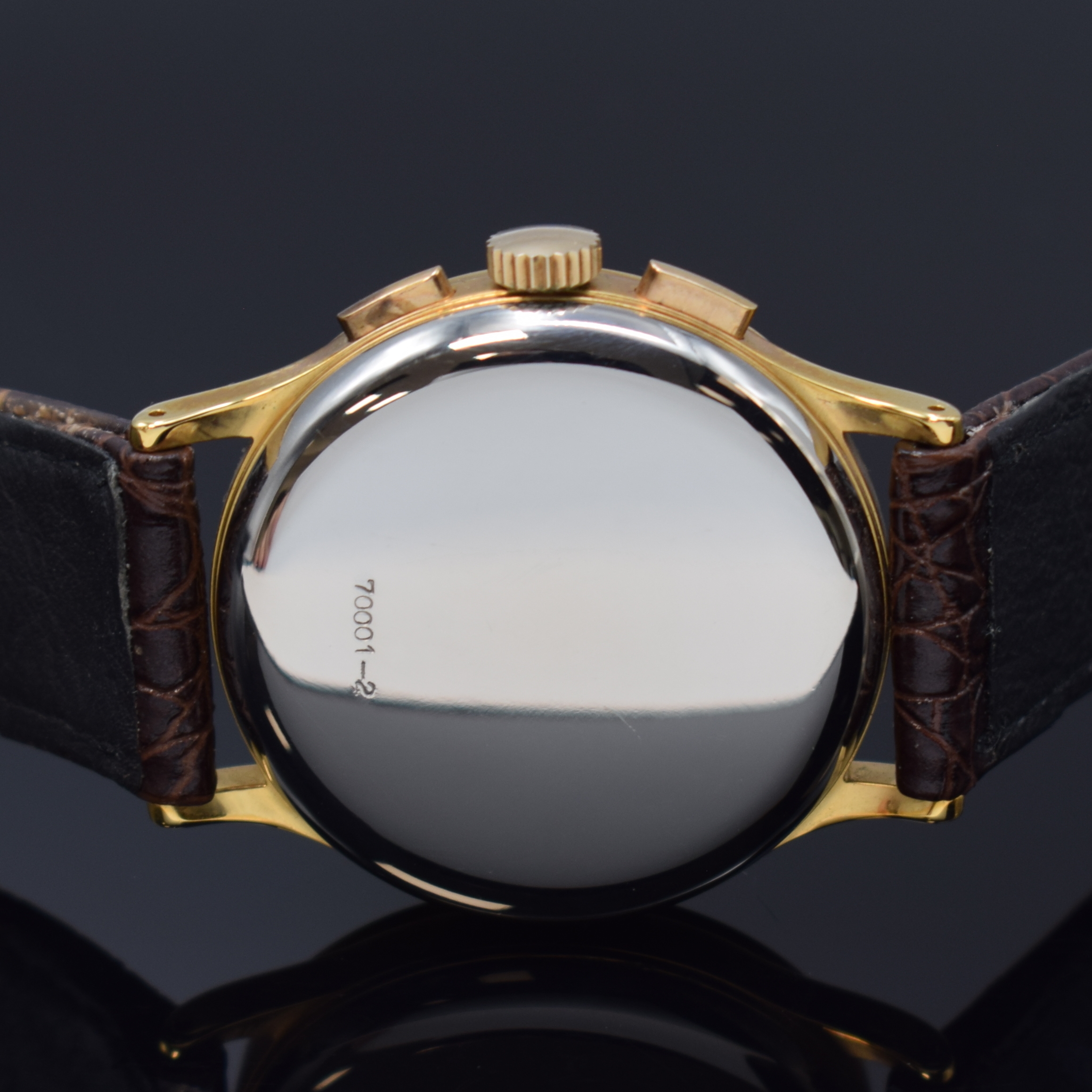 Detail c: EXCELSIOR PARK Armbandchronograph Referenz 70001-2, Handaufzug, nach altem Vorbild, Werk aus den 1940er Jahren, Metallgeh. hartverg., Edelstahlboden ...