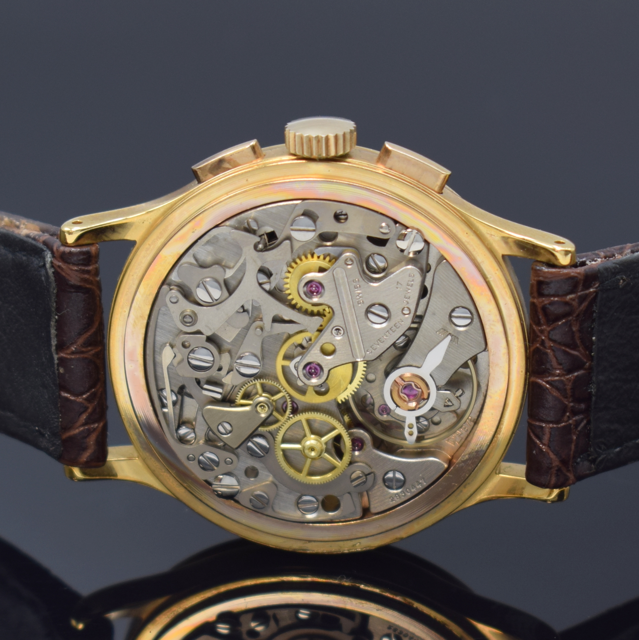 Detail d: EXCELSIOR PARK Armbandchronograph Referenz 70001-2, Handaufzug, nach altem Vorbild, Werk aus den 1940er Jahren, Metallgeh. hartverg., Edelstahlboden ...