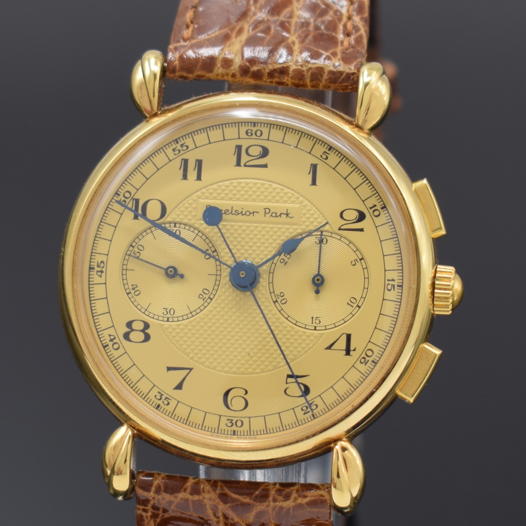 Detail a: EXCELSIOR PARK Armbandchronograph Referenz 70002-1, Handaufzug, nach altem Vorbild, Werk aus den 1940er Jahren, Metallgeh. hartverg., bet. Bandanst., ...
