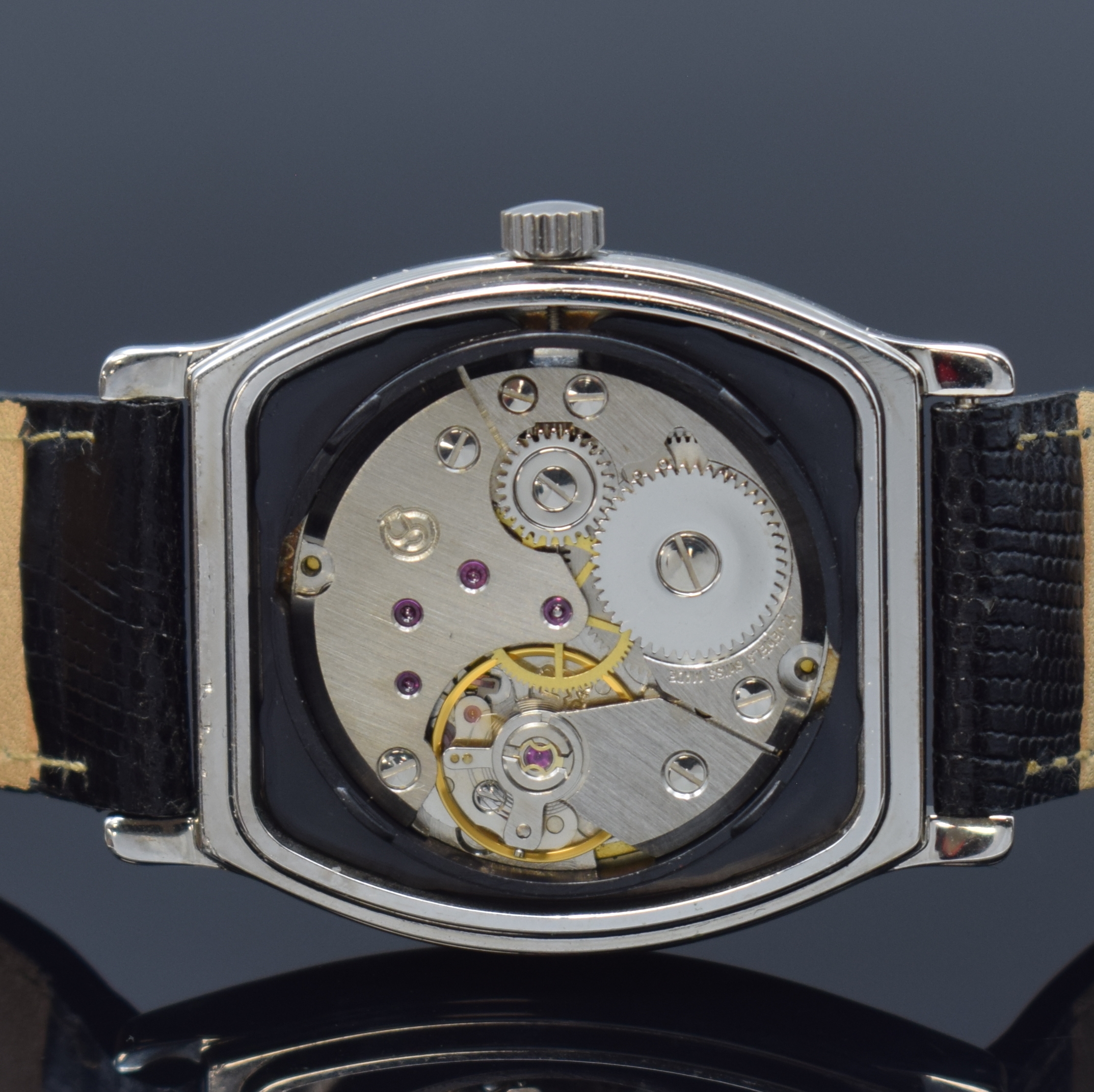 Detail d: CHEVALIER Prestige Armbanduhr, Handaufzug, Schweiz 1990er Jahre, Handaufzug, tonneauförm. Geh., Edelstahlboden aufgedr., silb. Zifferbl. m. arab. ...