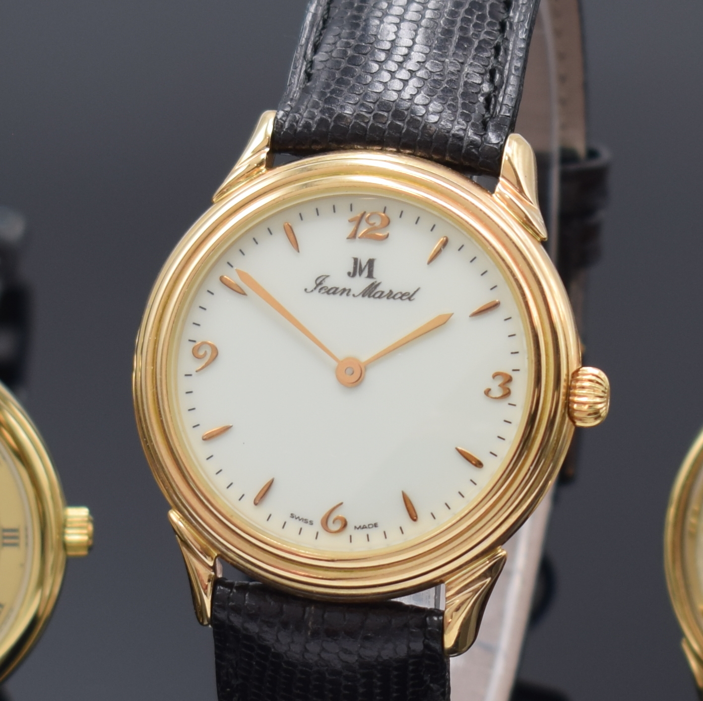 Detail a: Konvolut 3 Armbanduhren, alle Handaufzug, alle Schweiz 1990er Jahre, 1.)x Jean Marcel in RG 750/000, beids. vergl., Boden 6-fach verschr., orig. ...