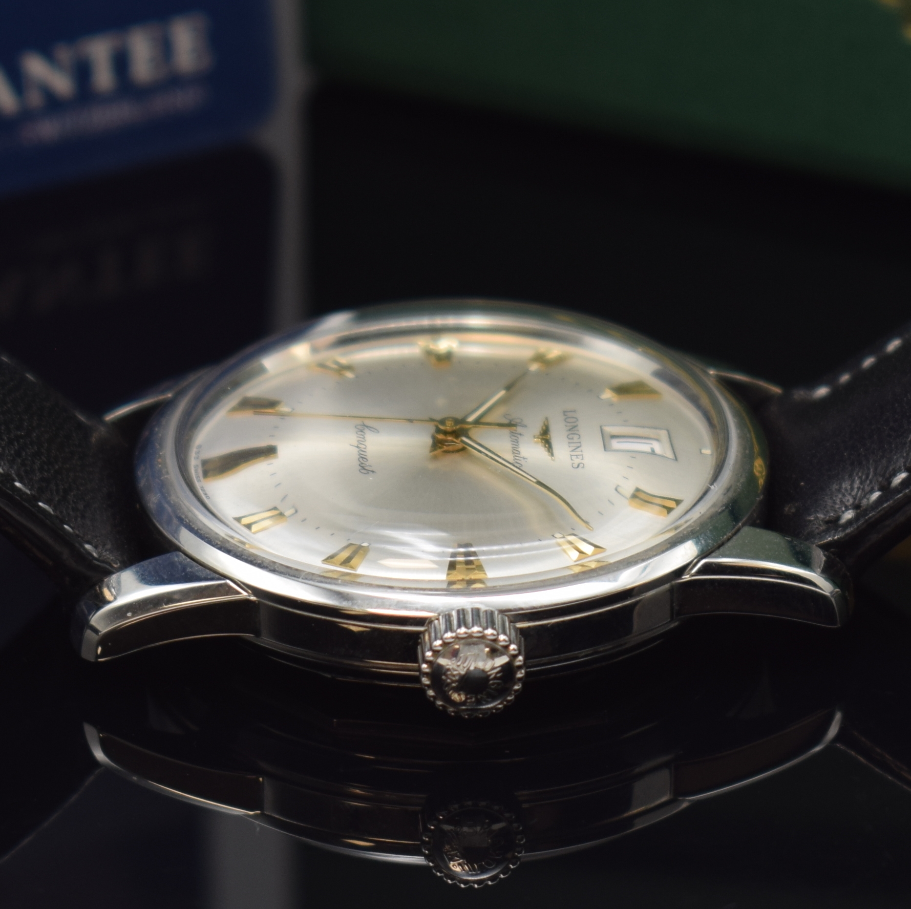 Detail c: LONGINES Conquest Herrenarmbanduhr Referenz L1.611.4, Automatik, Edelstahlgeh. inkl. orig. Lederband m. orig. Dornschl., Boden m. email. Goldplakette ...