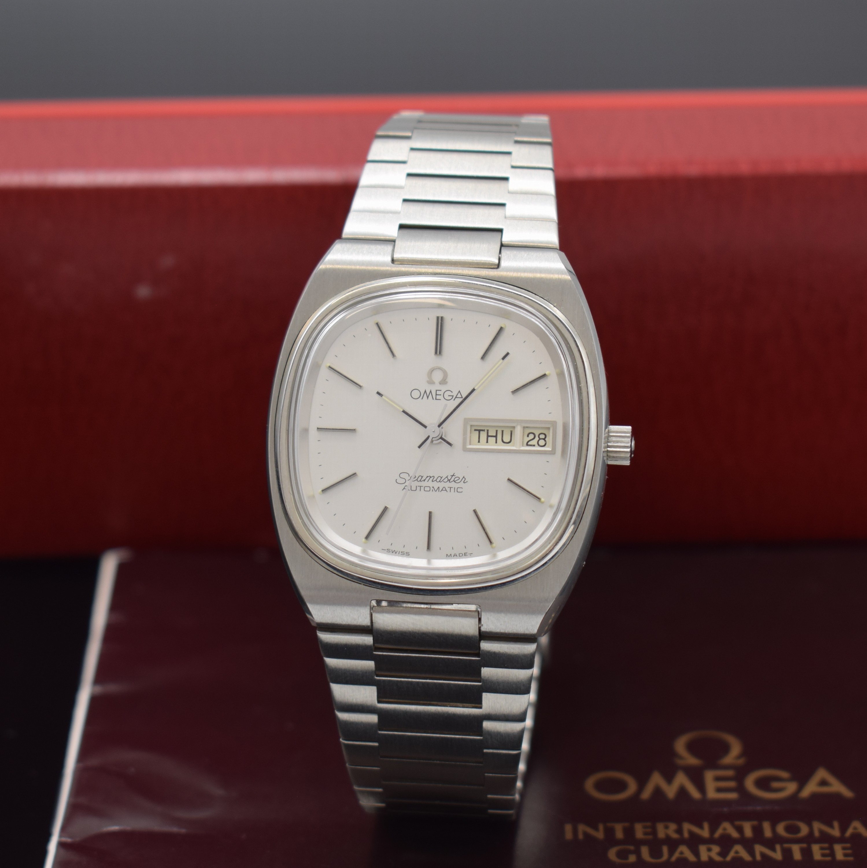 OMEGA Seamaster nahezu neuwertige Herrenarmbanduhr Referenz 166.0213, Automatik, Schweiz 1970er Jahre, Edelstahlgeh. inkl. orig. Gliederband m. ...