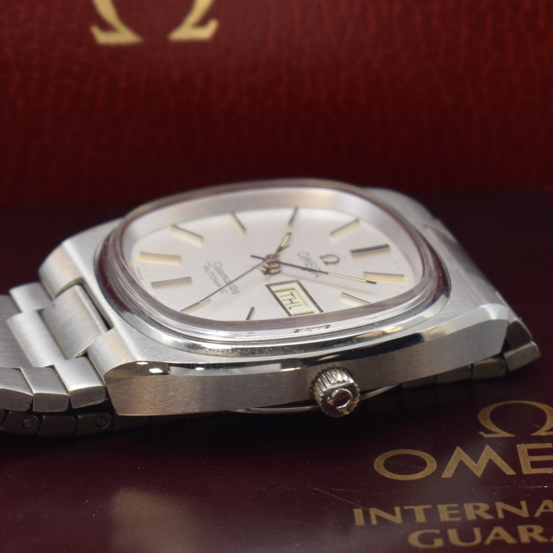 Detail c: OMEGA Seamaster nahezu neuwertige Herrenarmbanduhr Referenz 166.0213, Automatik, Schweiz 1970er Jahre, Edelstahlgeh. inkl. orig. Gliederband m. ...