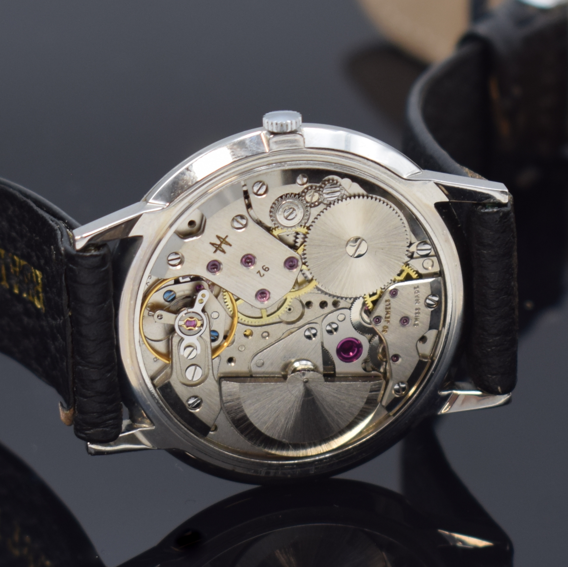 Detail e: INTRA-MATIC 2 Armbanduhren von Hamilton und Buren in Stahl, Schweiz um 1965, Automatik, 1.) HAMILTON, 3-tlg. Geh., Boden u. Glasrand aufgedr., silb. ...