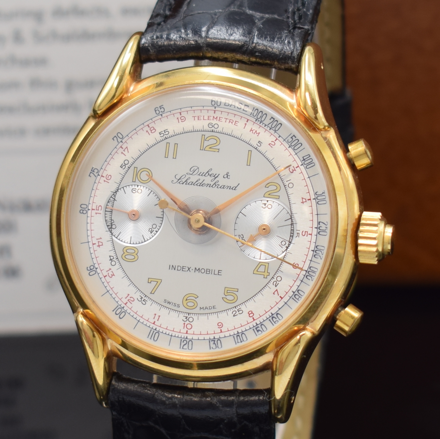 Detail a: DUBEY & SCHALDENBRAND Index-Mobile Armbandchronograph mit Semi-Rattrapante, Schweiz lt. orig. Pap. verk. 1996, Handaufzug, verg. und beids. vergl. ...