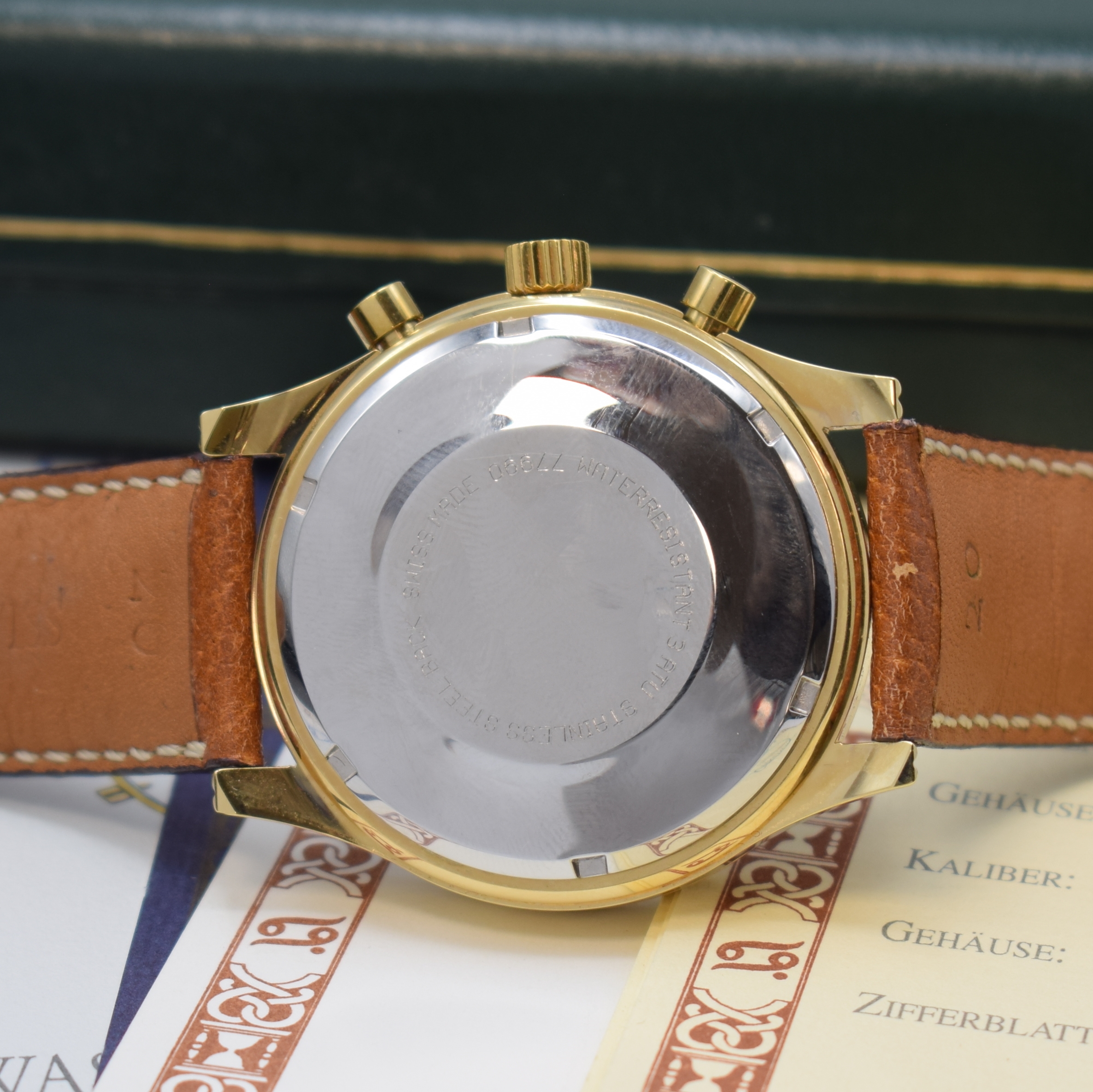 Detail c: CHRONOSWISS Armbandchronograph mit Mondphase und Datum Referenz CH77951EM, Schweiz um 1995, Automatik, verg. Geh., Stahlboden verschr., weisses ...