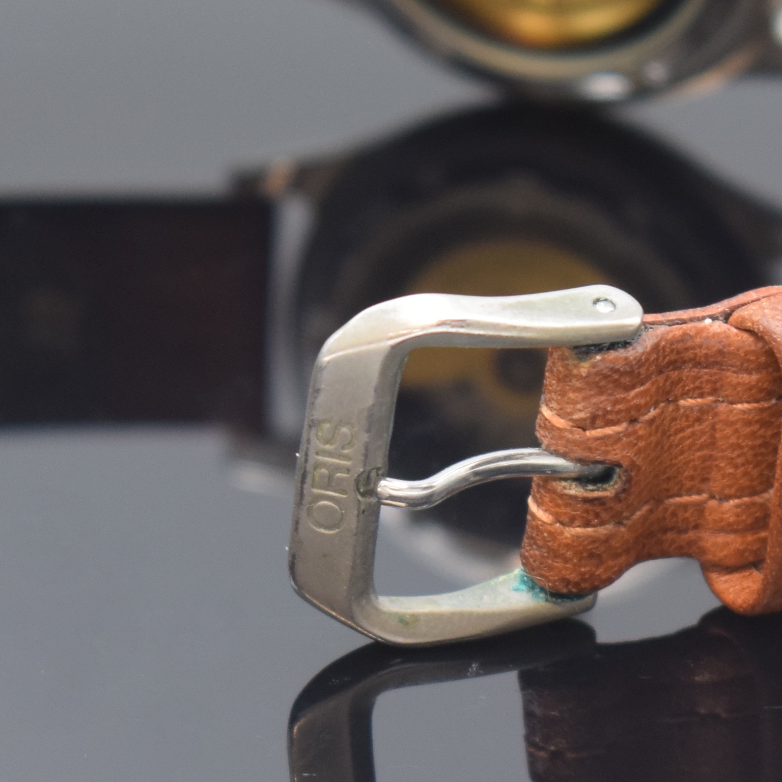 Detail b: ORIS Armbanduhr Big Crown Pointer Date Referenz 7400, Schweiz um 1995, Automatik, beids. vergl. Geh., Boden verschr., Lederband m. orig. Dornschl., ...