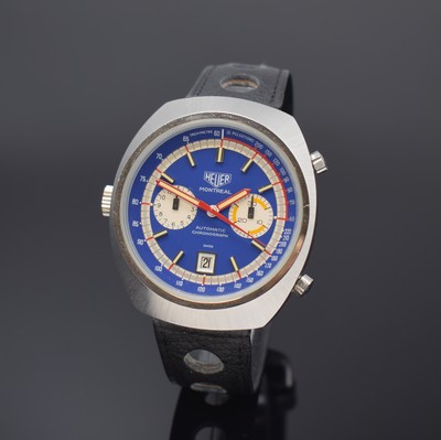 Image HEUER Montreal Referenz 110.503 Armbanduhr mit Chronograph in Stahl, Schweiz um 1975, ...