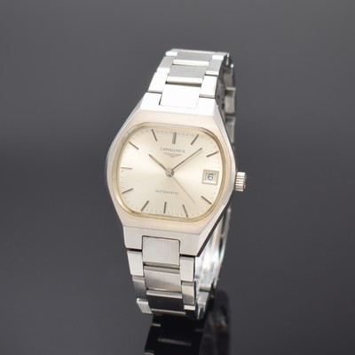 Image LONGINES Armbanduhr in Stahl/Stahlband, Schweiz um 1975, Automatik, 2-tlg. Geh. m. ...