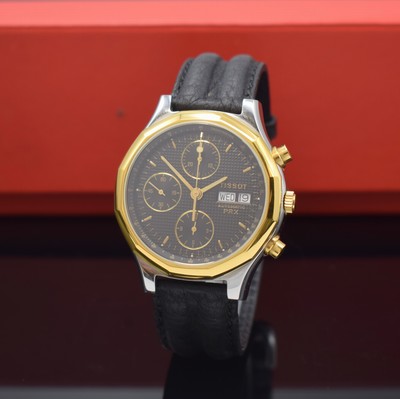 Image TISSOT PRX chronograph, Switzerland around 1990, self winding, steel case with gold ...