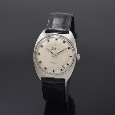 Image ZENITH Autosport Herrenarmbanduhr in Stahl, Schweiz um 1970, Automatik, 2-tlg. Geh., ...