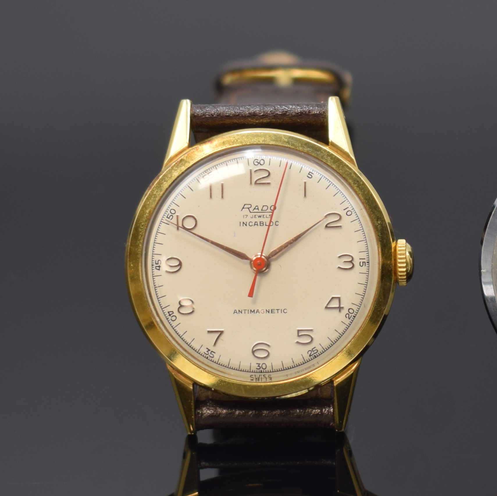 Detail a: Konvolut: 2 RADO Herrenarmbanduhren Referenz GR1253, Schweiz um 1949, beide Metallgeh., Edelstahlböden aufgedr., 1x hartverg., 1x hartverchr., ...