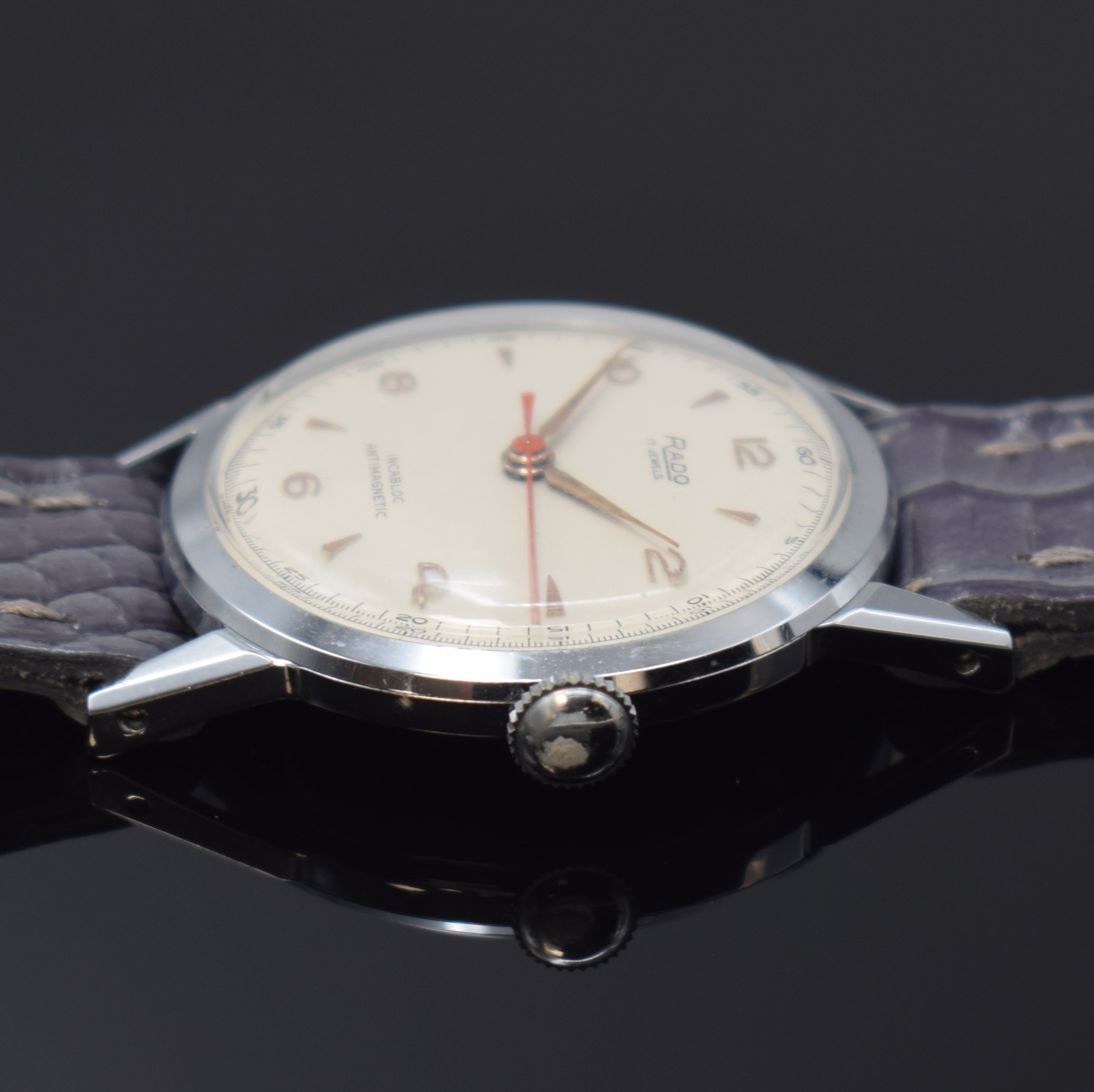 Detail d: Konvolut: 2 RADO Herrenarmbanduhren Referenz GR1253, Schweiz um 1949, beide Metallgeh., Edelstahlböden aufgedr., 1x hartverg., 1x hartverchr., ...
