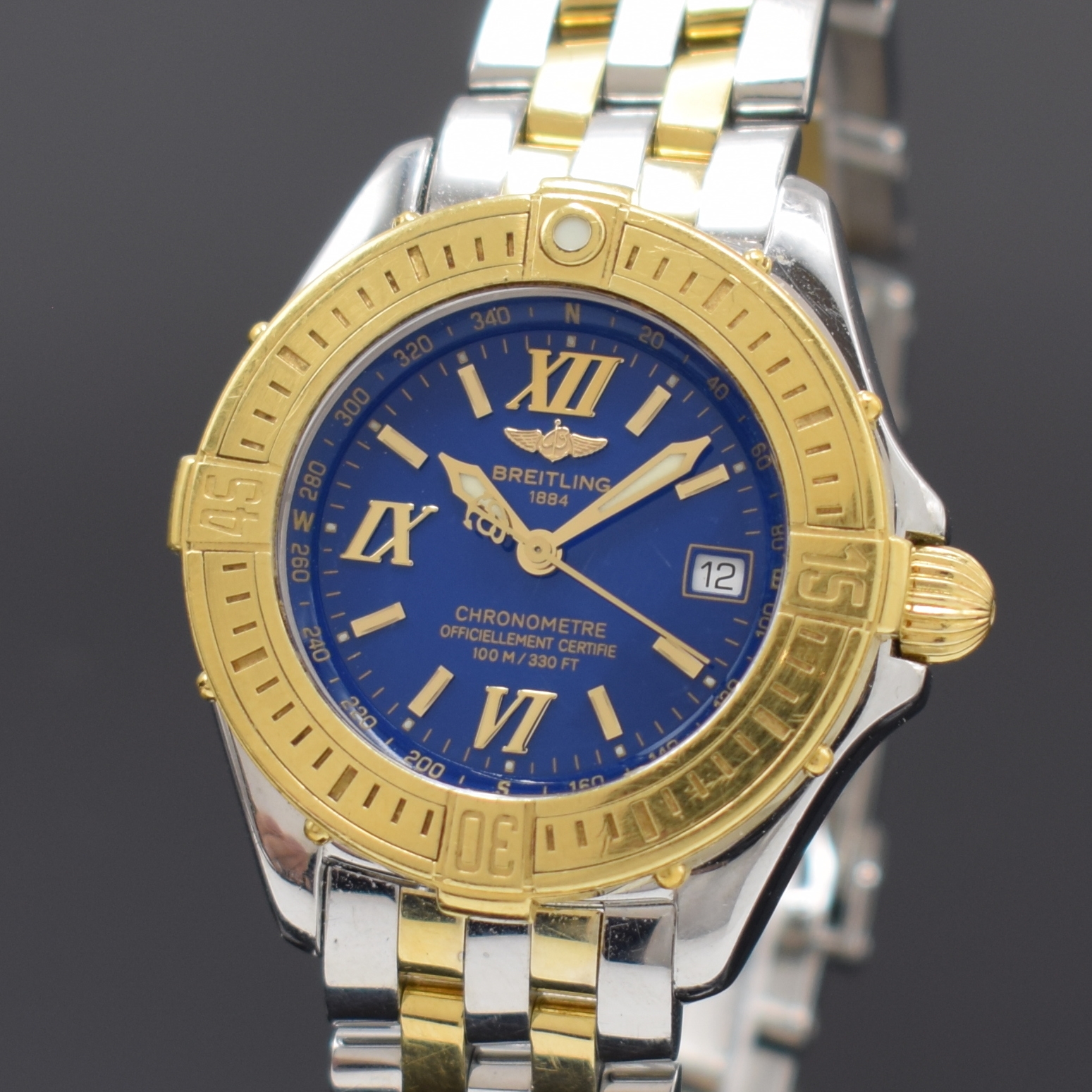 Detail a: BREITLING Damenarmbanduhr Serie Lady J Referenz D67365, Chronometer in Edelstahl/Gold kombiniert inkl. Pilotband, Boden verschr., Saphirgl. entsp. ...