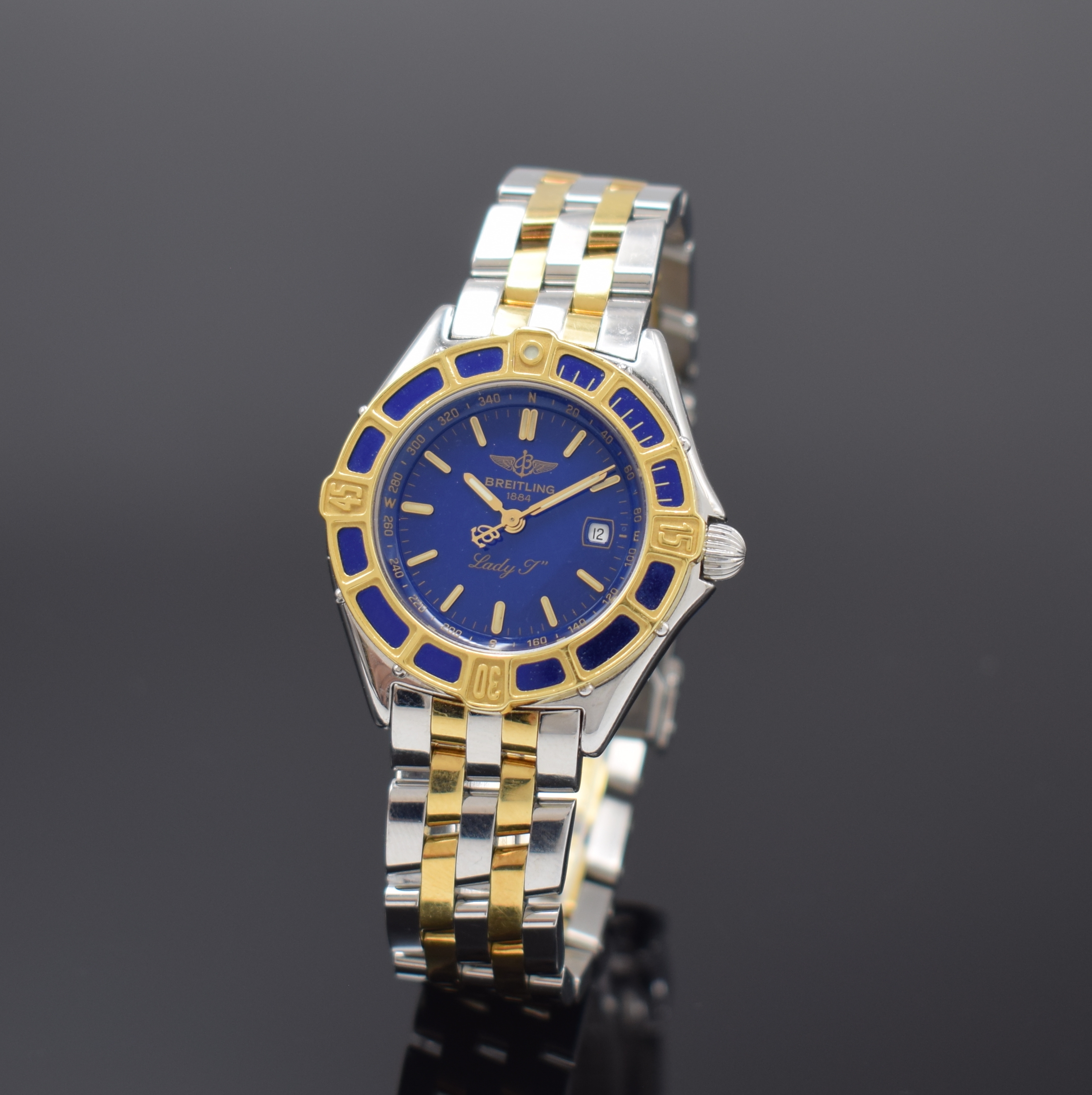 BREITLING Lady J Damenarmbanduhr Referenz D52065 in Edelstahl und Gold, Schweiz um 1995, quarz, verschr. Geh. inkl. orig. Gliederband m. Faltschl., ...