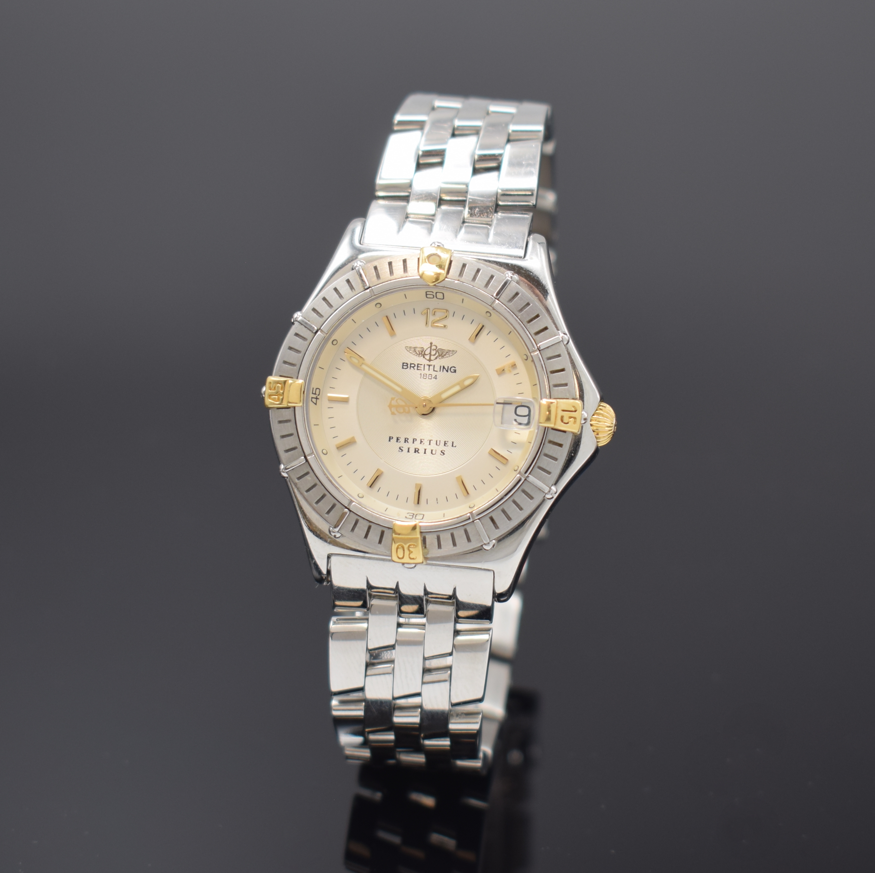 BREITLING Damenarmbanduhr Serie Perpetual Sirius Referenz B62022, Schweiz um 1995, Edelstahl/Gold kombiniert inkl. Pilotband m. Faltschl., Boden ...