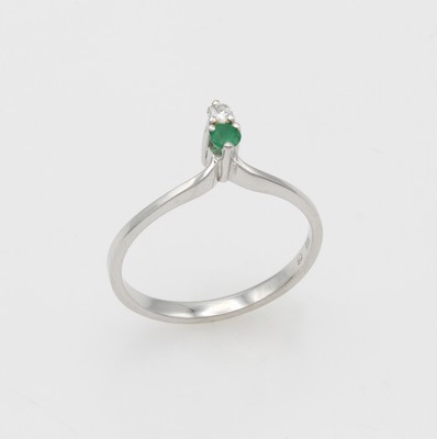 Image Ring mit Smaragd und Brillant, WG 585/000, Brill. ca. 0.04 ct Weiß/si, RW ca. 54 ...