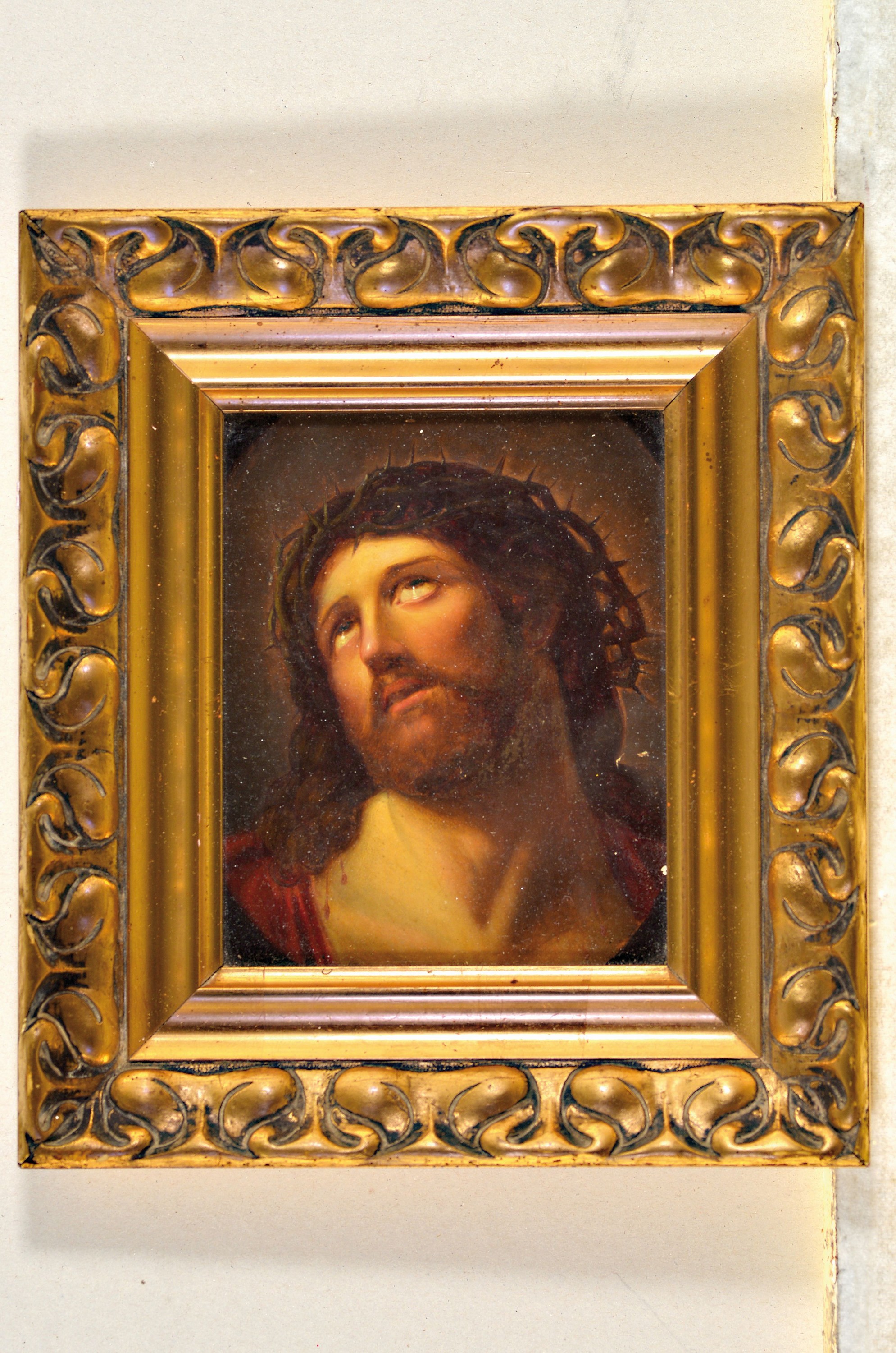 Detail k: Unbekannter Künstler des frühen 19. Jh., Christus mit der Dornenkrone, Öl/Lwd, ca. 16x13cm, u.Gl., R. ca. 28x24cm