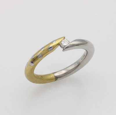 Image Ring mit Brillant, Platin 950/000 u. GG 750/000, z.T. matt., Brill. ca. 0.10 ct ...