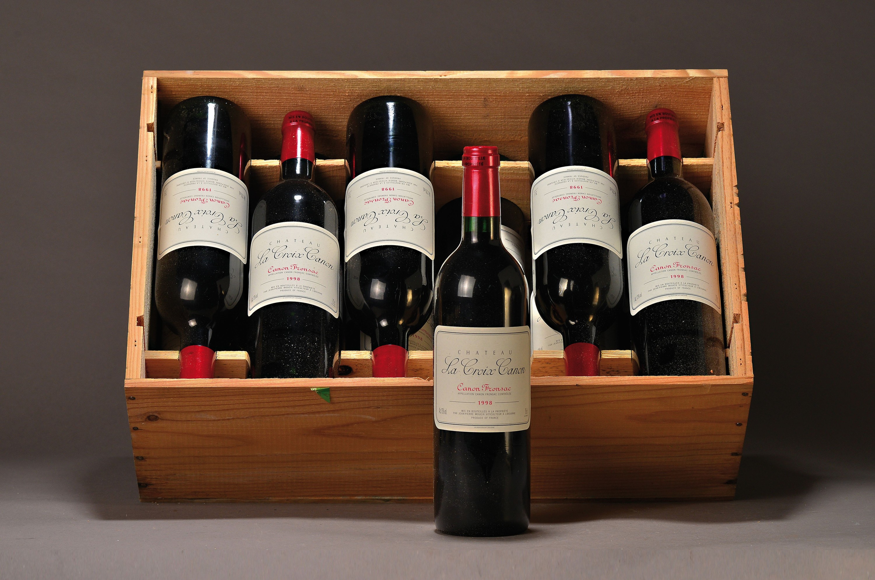 12 Flaschen 1998 Chateau La Croix Canon, Canon Fronsac, je ca. 75cl, 13%Vol., in orig. Holzkiste