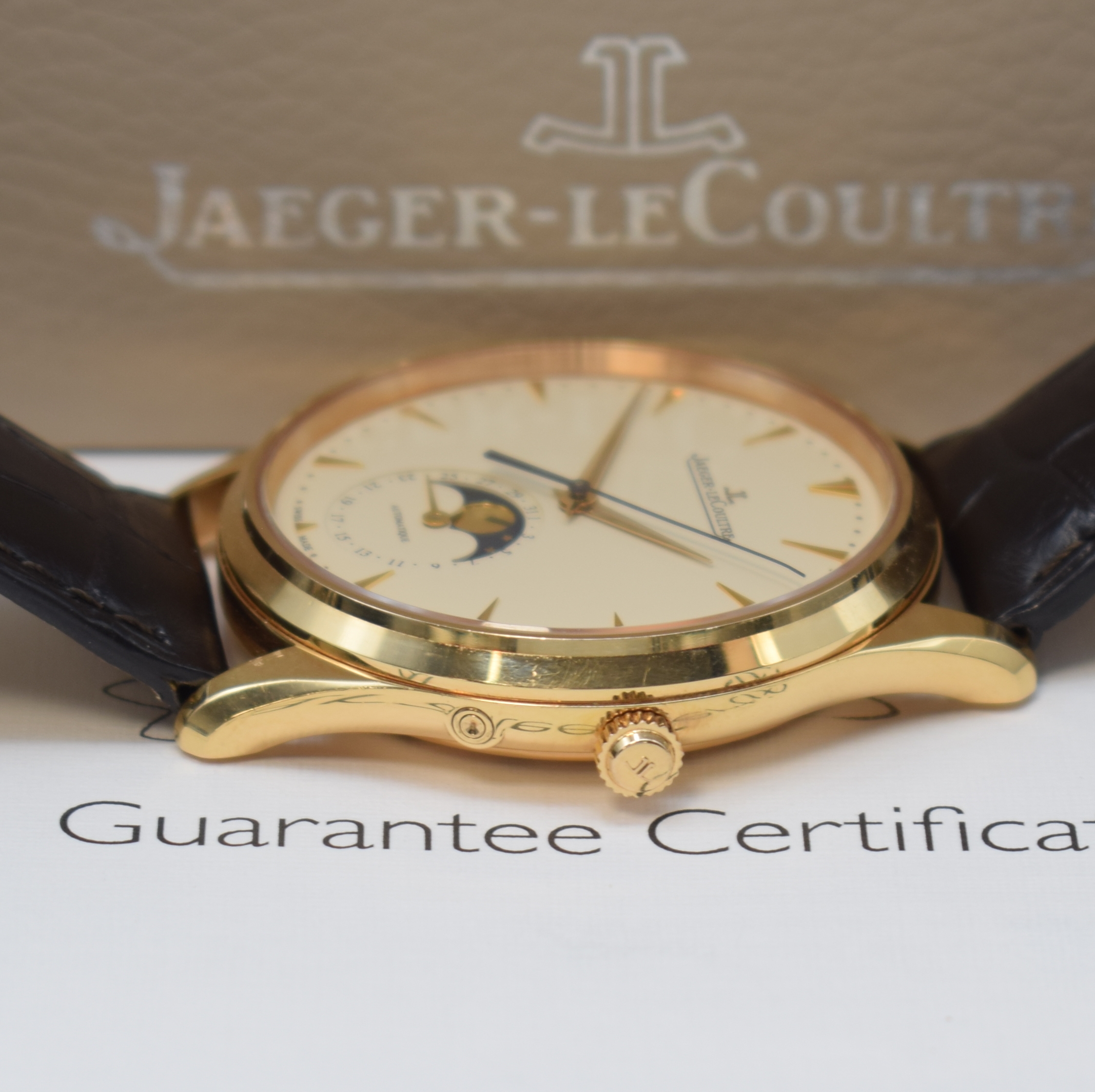 Detail c: Jaeger-LeCoultre Armbanduhr Master Ultra-Thin in Rosegold 750/000 Referenz Q1362520/176.2.64.S, Automatik, massives Goldgeh. beids. vergl., Boden und ...
