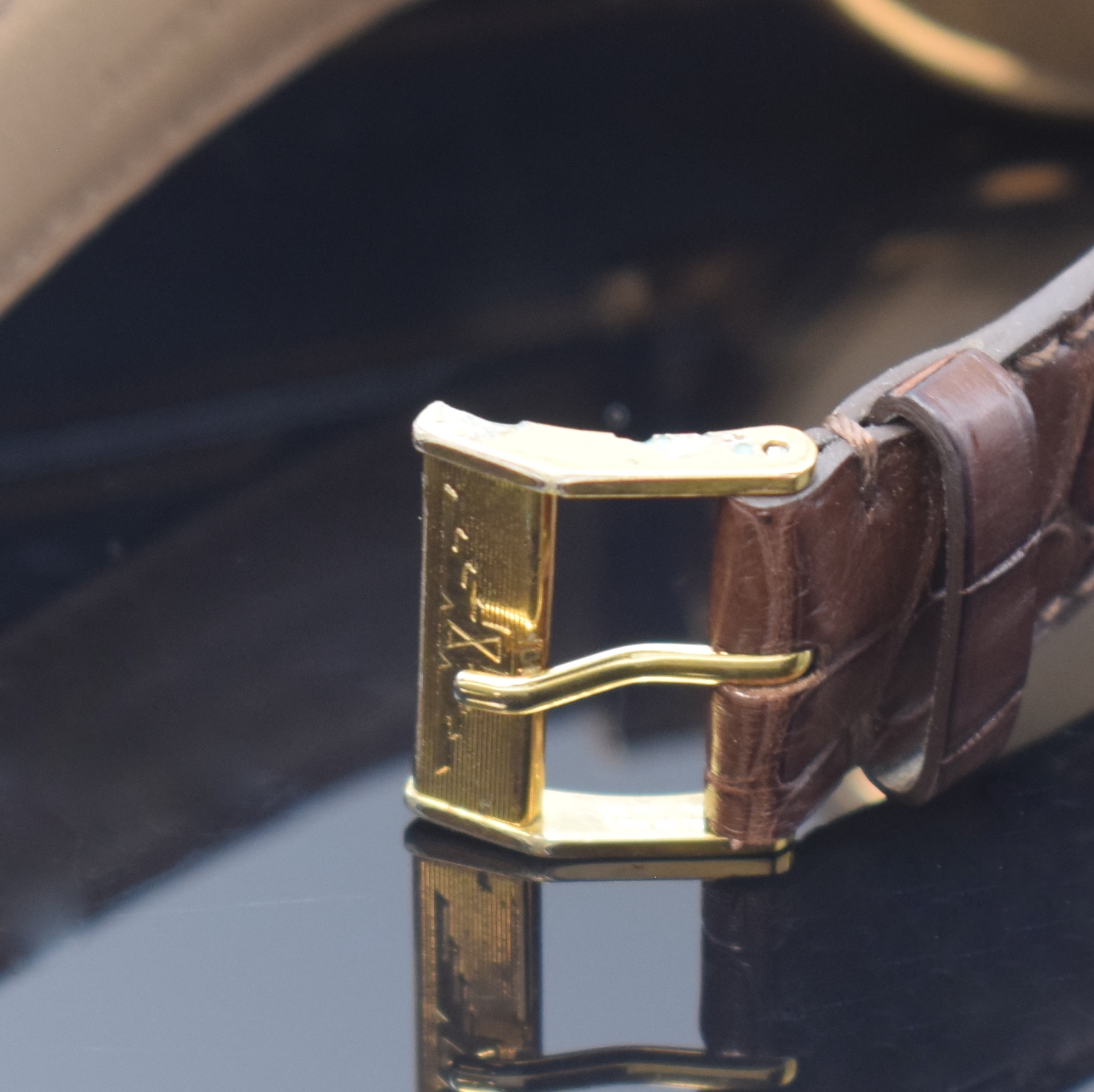 Detail b: LONGINES seltene Herrenarmbanduhr mit Flyback-Chronograph in Rosegold 750/000 Referenz 6234, Schweiz um 1955, Handaufzug, 3-teil. Geh. dell., Boden ...