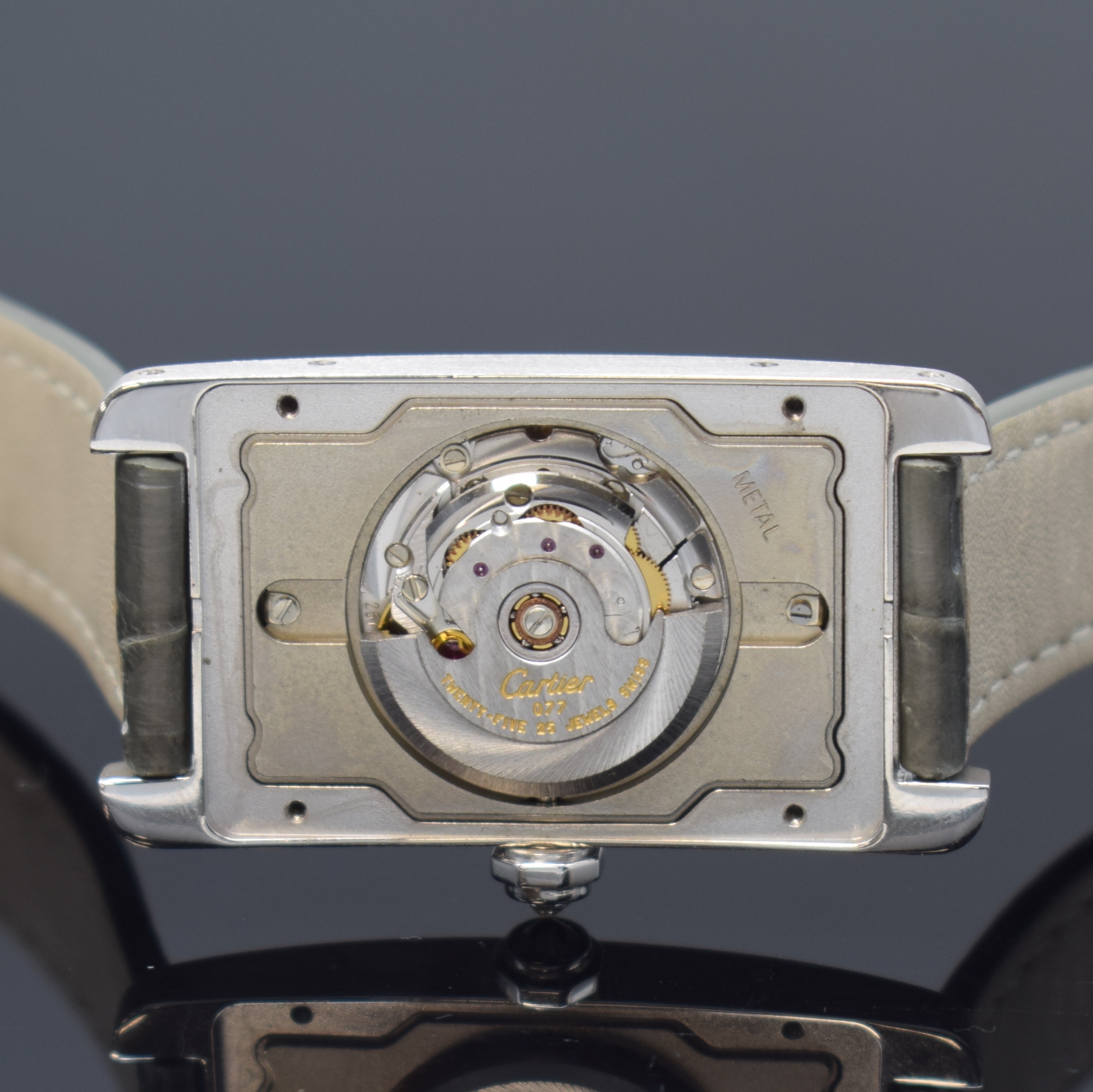 Detail f: CARTIER Tank Americaine in WG 750/000 mit Brillanten Referenz 2490, Automatik, Schweiz um 2000, massives Goldgeh. inkl. Lederband m. orig. WG 750/000 ...