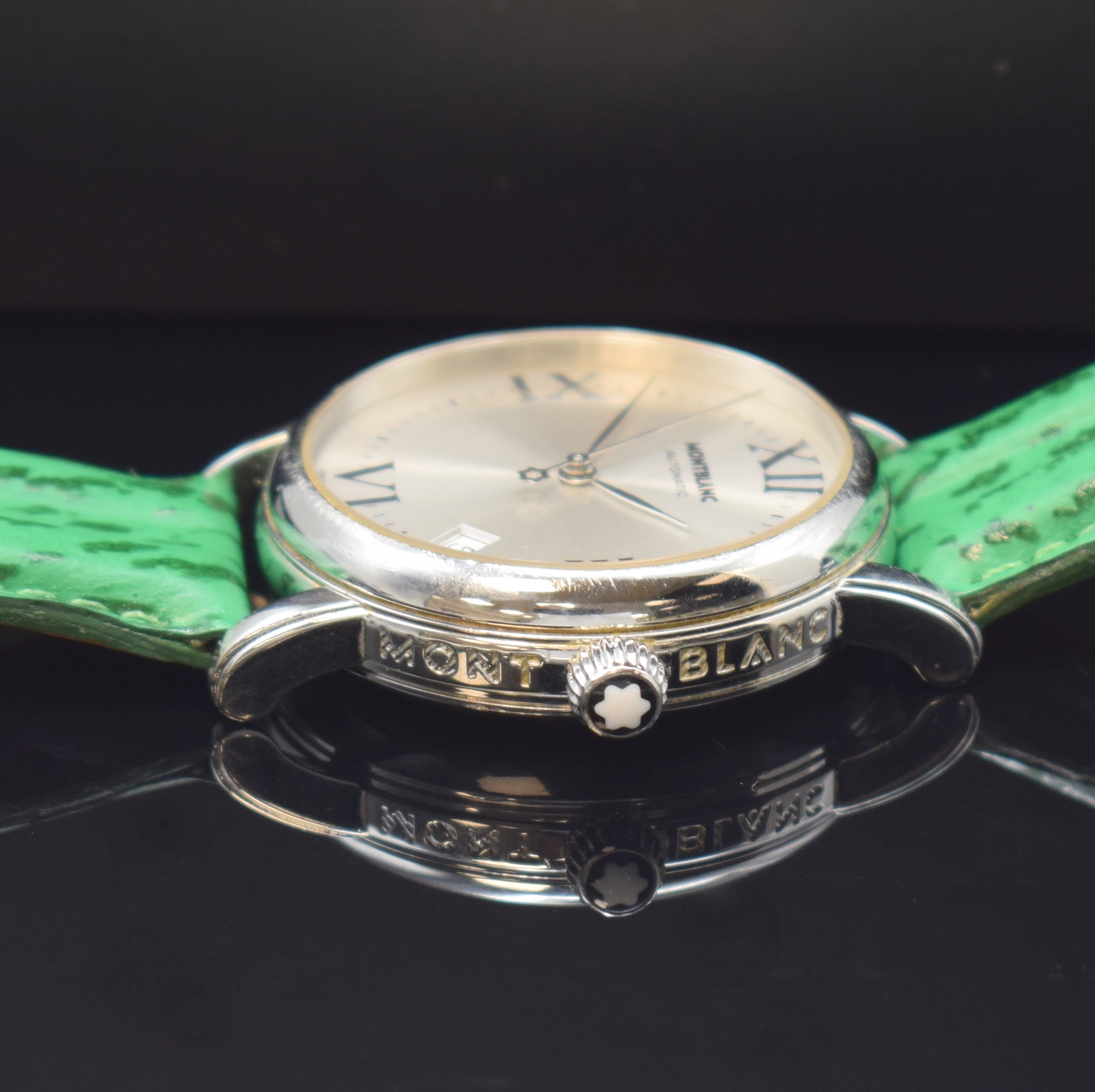 Detail c: MONTBLANC Armbanduhr Meisterstück Referenz 7042, Automatik, Schweiz um 2004, Edelstahlgeh. inkl. Lederband m. orig. Dornschl., Boden aufgedr., silb. ...