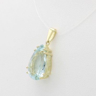 26832948a - Anhänger mit Aquamarin, GG 585/000, fac., tropfenf. Aquamarin ca. 6 ct