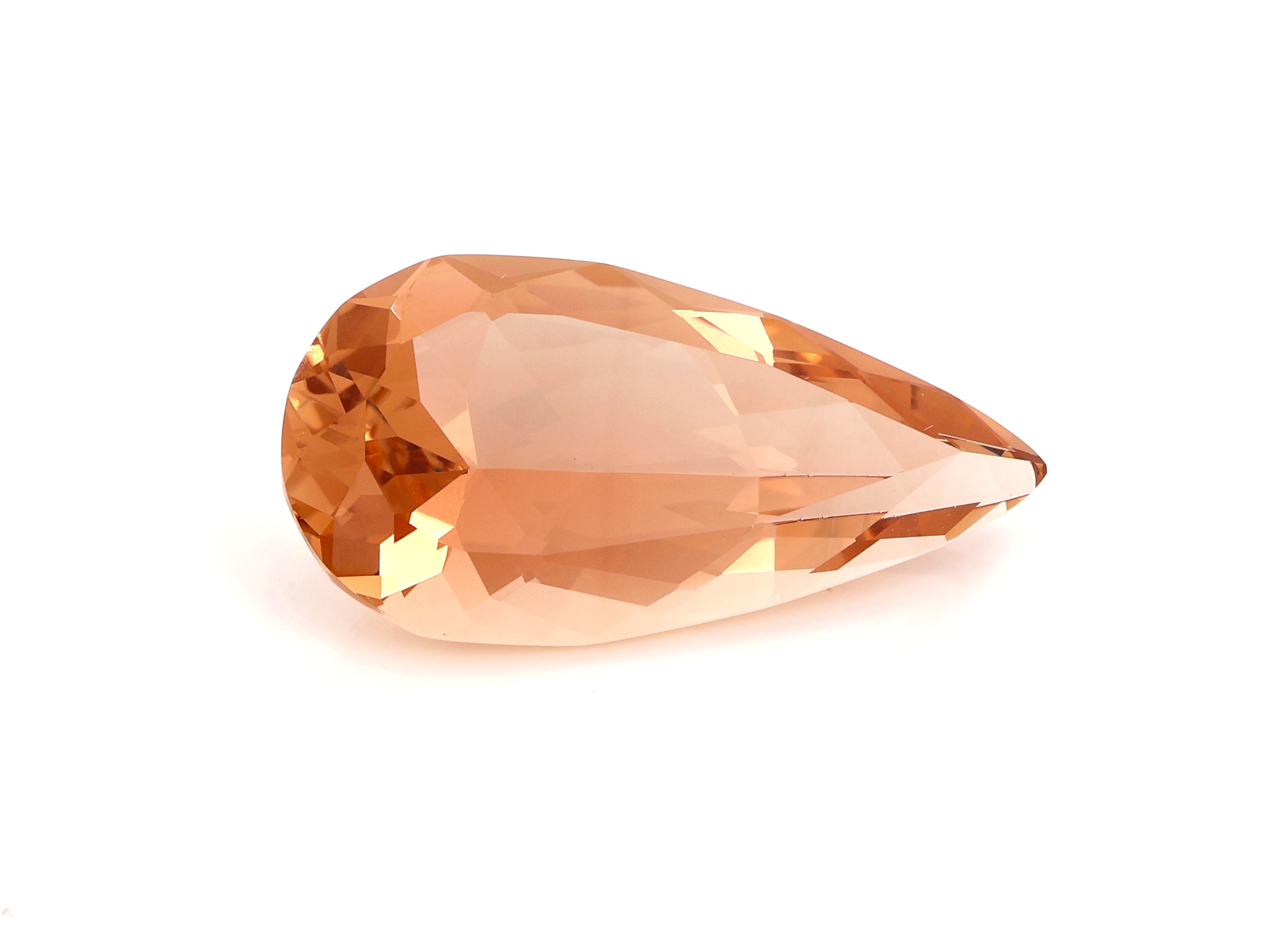 Loser Imperialtopas, ca. 34.8 ct, facett. Tropfen, light reddish orange, ca. 31.1 x 16.1x 10.5 mm