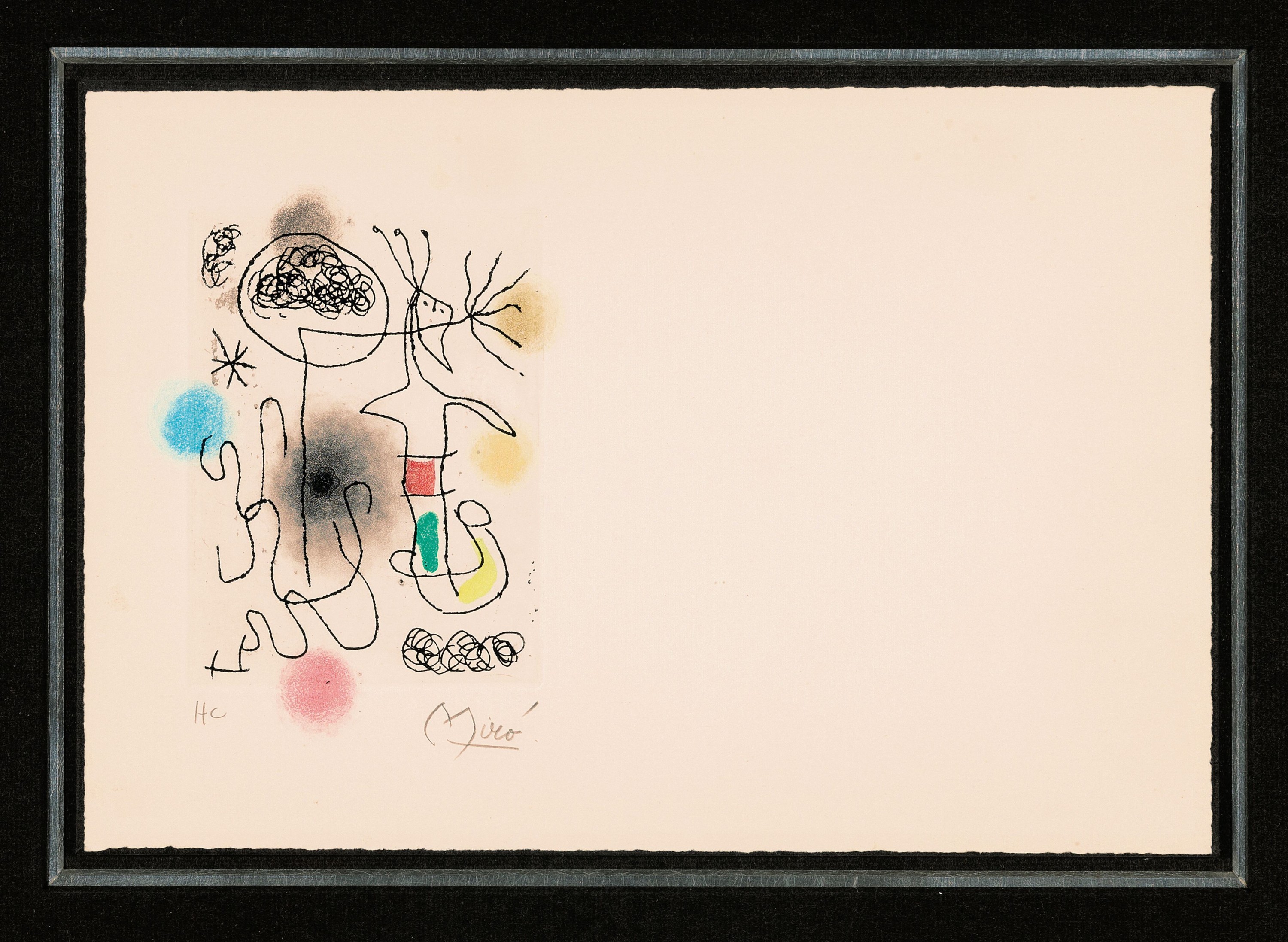Joan Miro, 1893-1983, Farbradierung auf Arches, aus Lena Leclerq: Midi le trefle blanc, Paris Guy Levis Mano 1968, Vorzugsausgabe H .C. (I/XV), erste ...