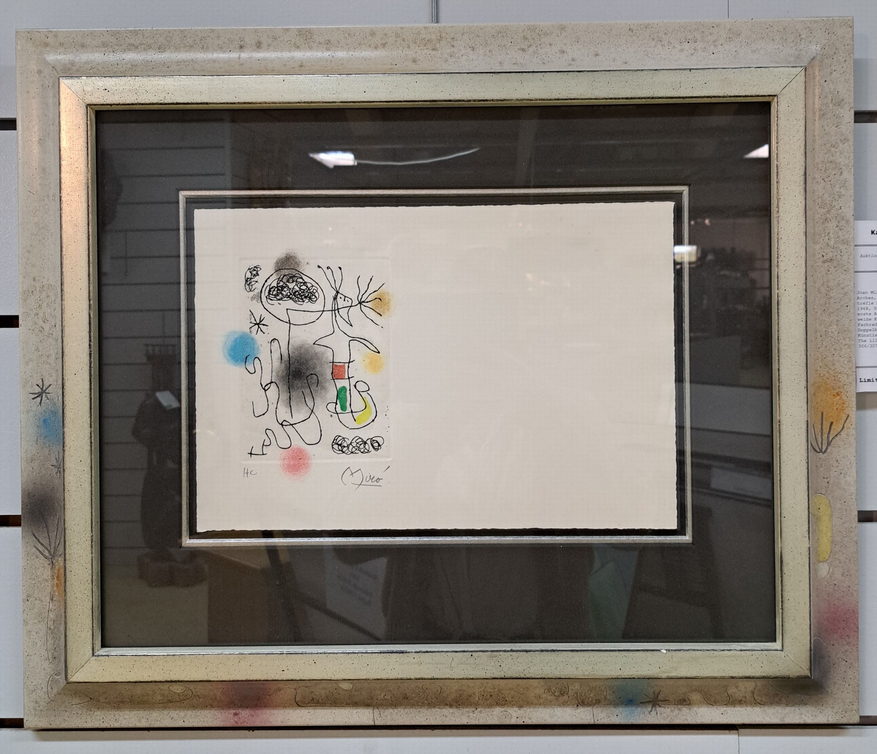 Detail a: Joan Miro, 1893-1983, Farbradierung auf Arches, aus Lena Leclerq: Midi le trefle blanc, Paris Guy Levis Mano 1968, Vorzugsausgabe H .C. (I/XV), erste ...