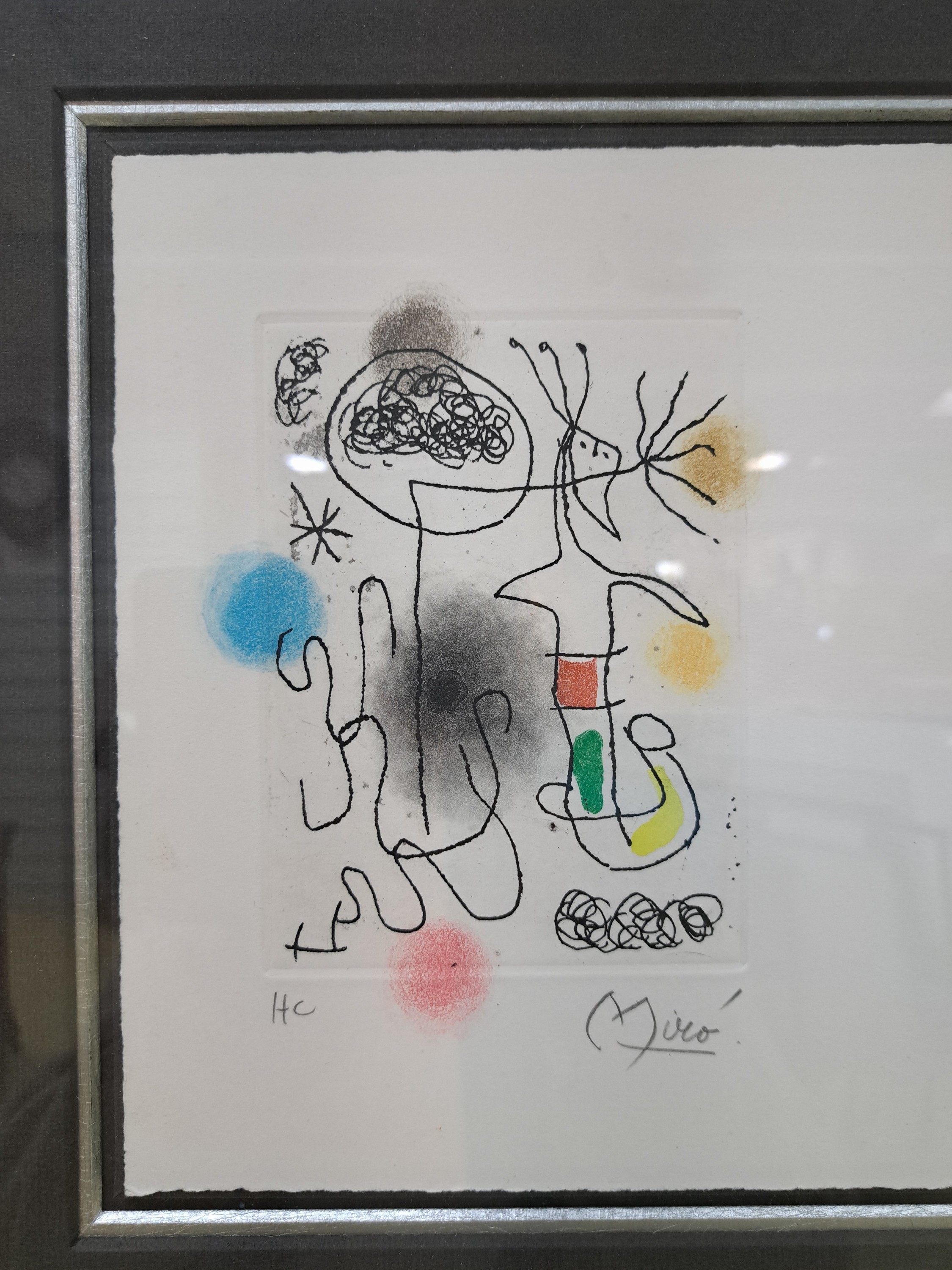 Detail d: Joan Miro, 1893-1983, Farbradierung auf Arches, aus Lena Leclerq: Midi le trefle blanc, Paris Guy Levis Mano 1968, Vorzugsausgabe H .C. (I/XV), erste ...