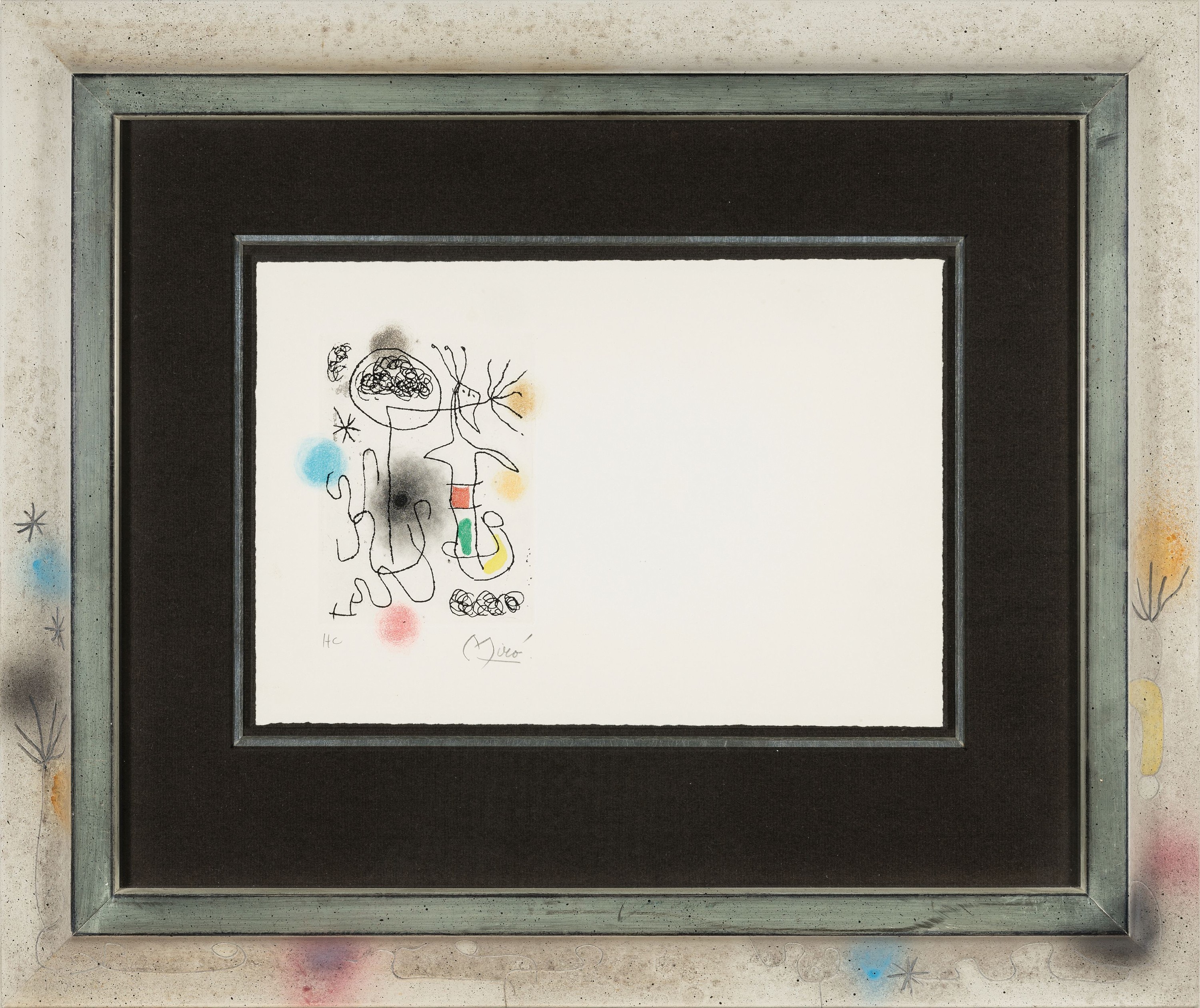 Detail k: Joan Miro, 1893-1983, Farbradierung auf Arches, aus Lena Leclerq: Midi le trefle blanc, Paris Guy Levis Mano 1968, Vorzugsausgabe H .C. (I/XV), erste ...