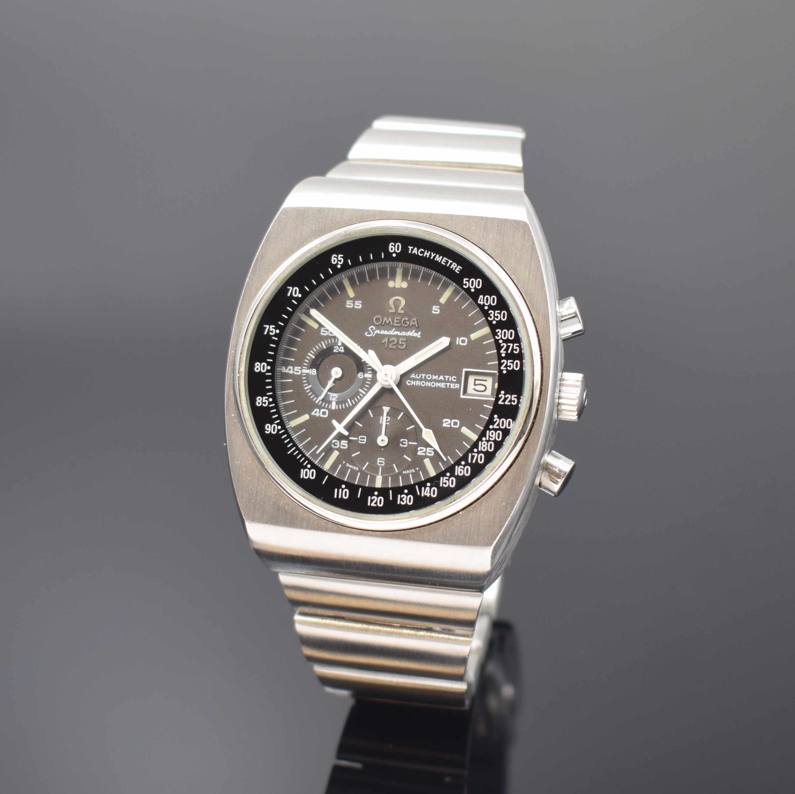 OMEGA Herrenchronograph Speedmaster 125 Chronometer Referenz 3780801/1780002, Schweiz um 1973, Automatik, Edelstahl inkl. orig. Gliederband m. ...