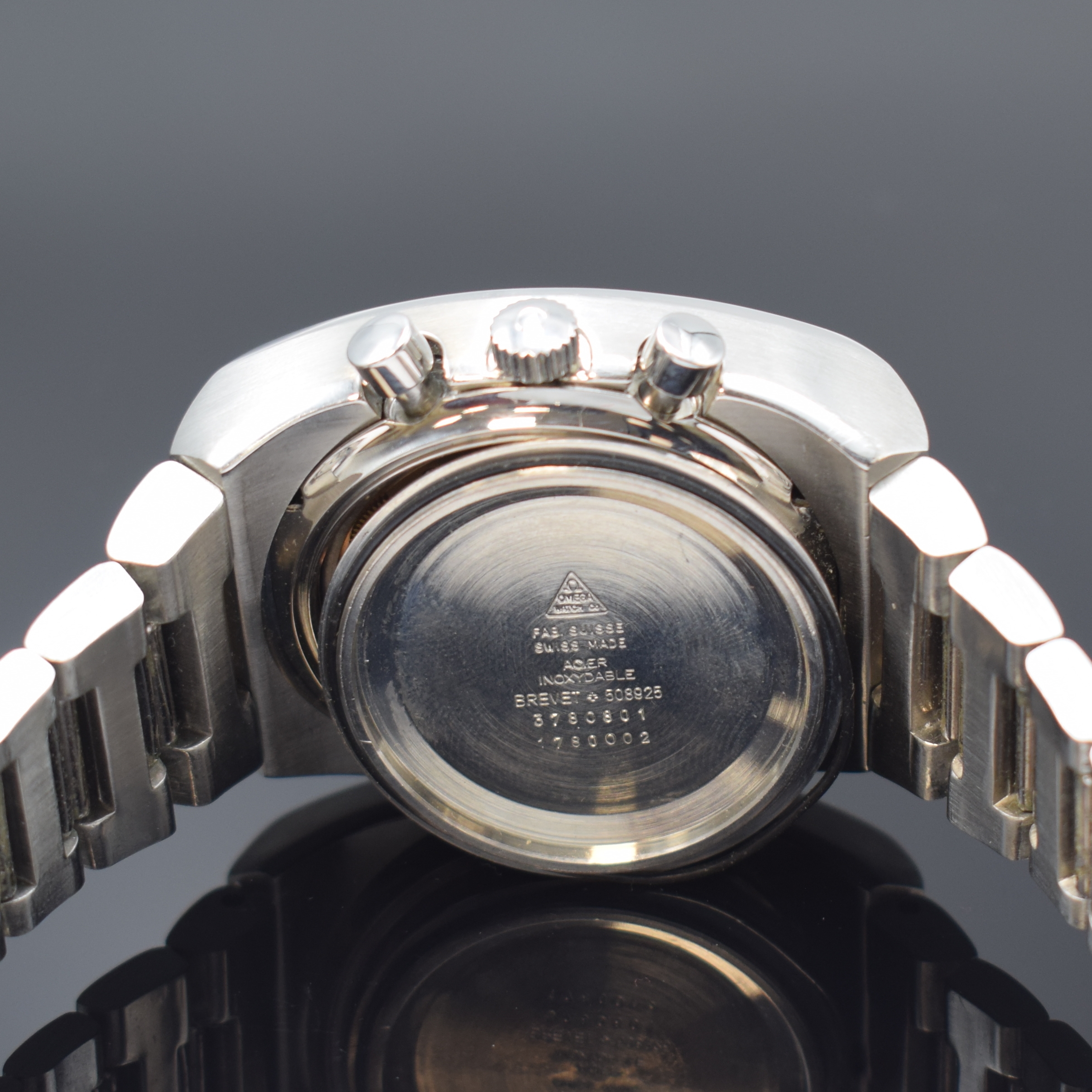 Detail h: OMEGA Herrenchronograph Speedmaster 125 Chronometer Referenz 3780801/1780002, Schweiz um 1973, Automatik, Edelstahl inkl. orig. Gliederband m. ...