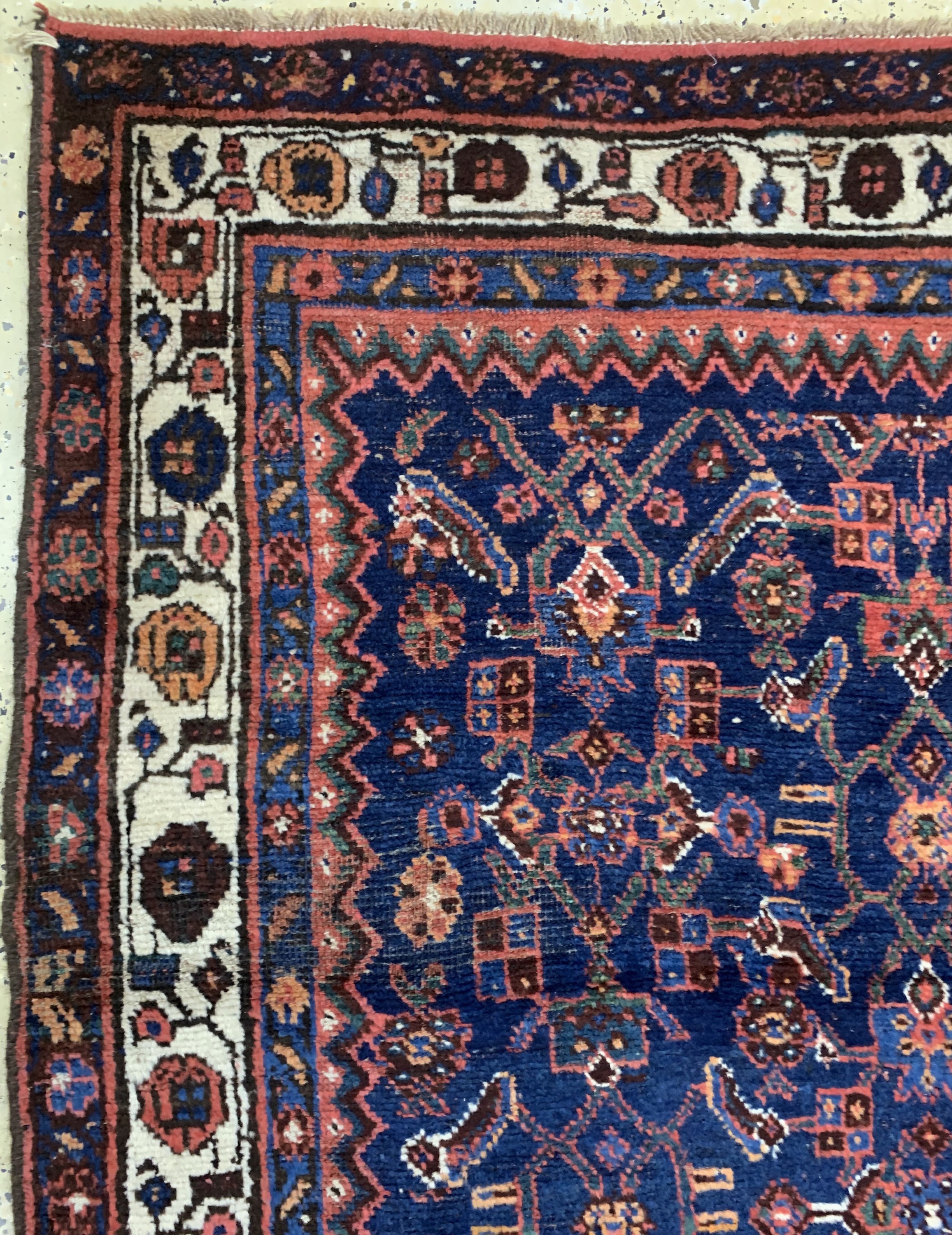 Detail c: Antiker Hamadan, Persien, 19.Jhd, Wolle aufBaumwolle, ca. 200 x 130 cm, EHZ: 2-3
