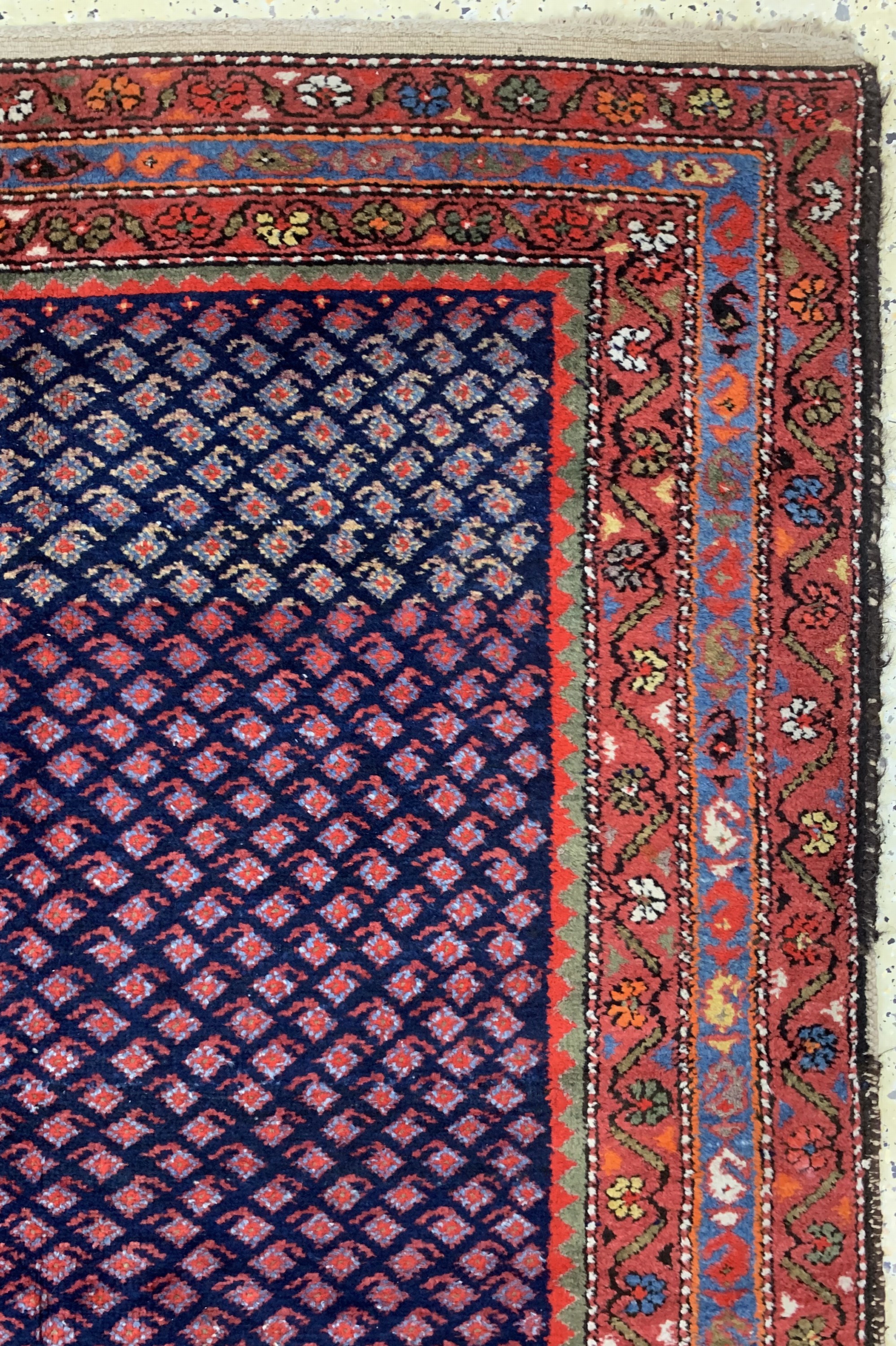Detail d: Antiker Hamadan, Persien, um 1900, Wolle auf Baumwolle, ca. 210 x 135 cm, EHZ: 2-3