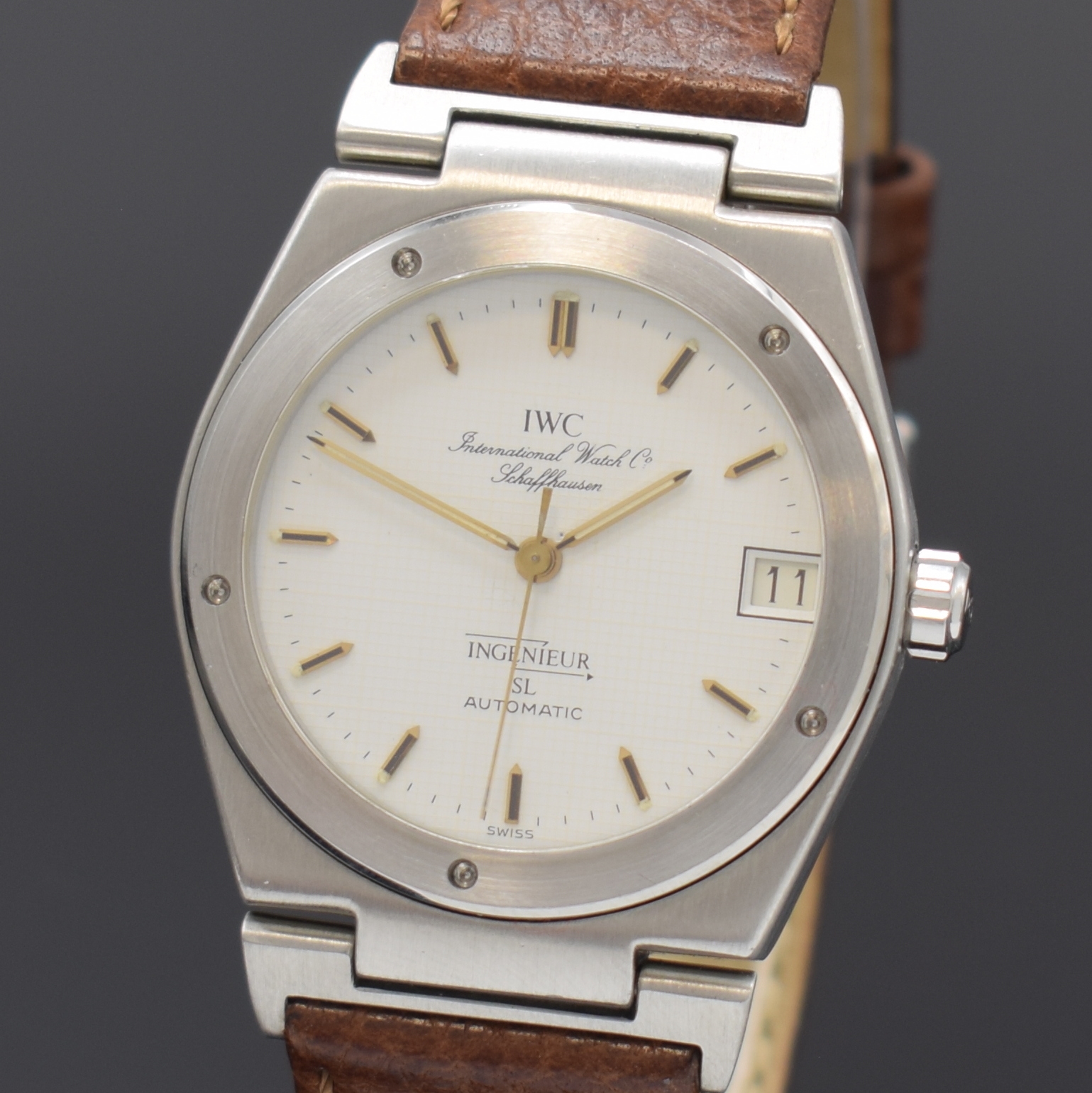 Detail a: IWC Ingenieur SL Herrenarmbanduhr in Stahl Referenz 3505, Schweiz 1980er Jahre, Automatik, satin. Geh., Boden und Krone verschr., verg. ...