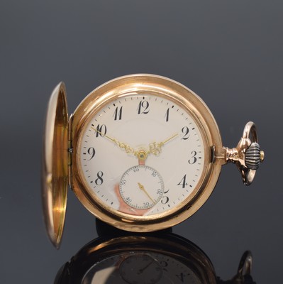 Image IWC 14k pink gold Hunting cased pocket watch, Switzerland around 1914, smooth 3 cover ...