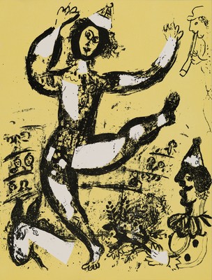 26833726k - Marc Chagall, 1887-1985, zwei Lithographien aus Mourlot, Circus: tanzende Harlekine und ...