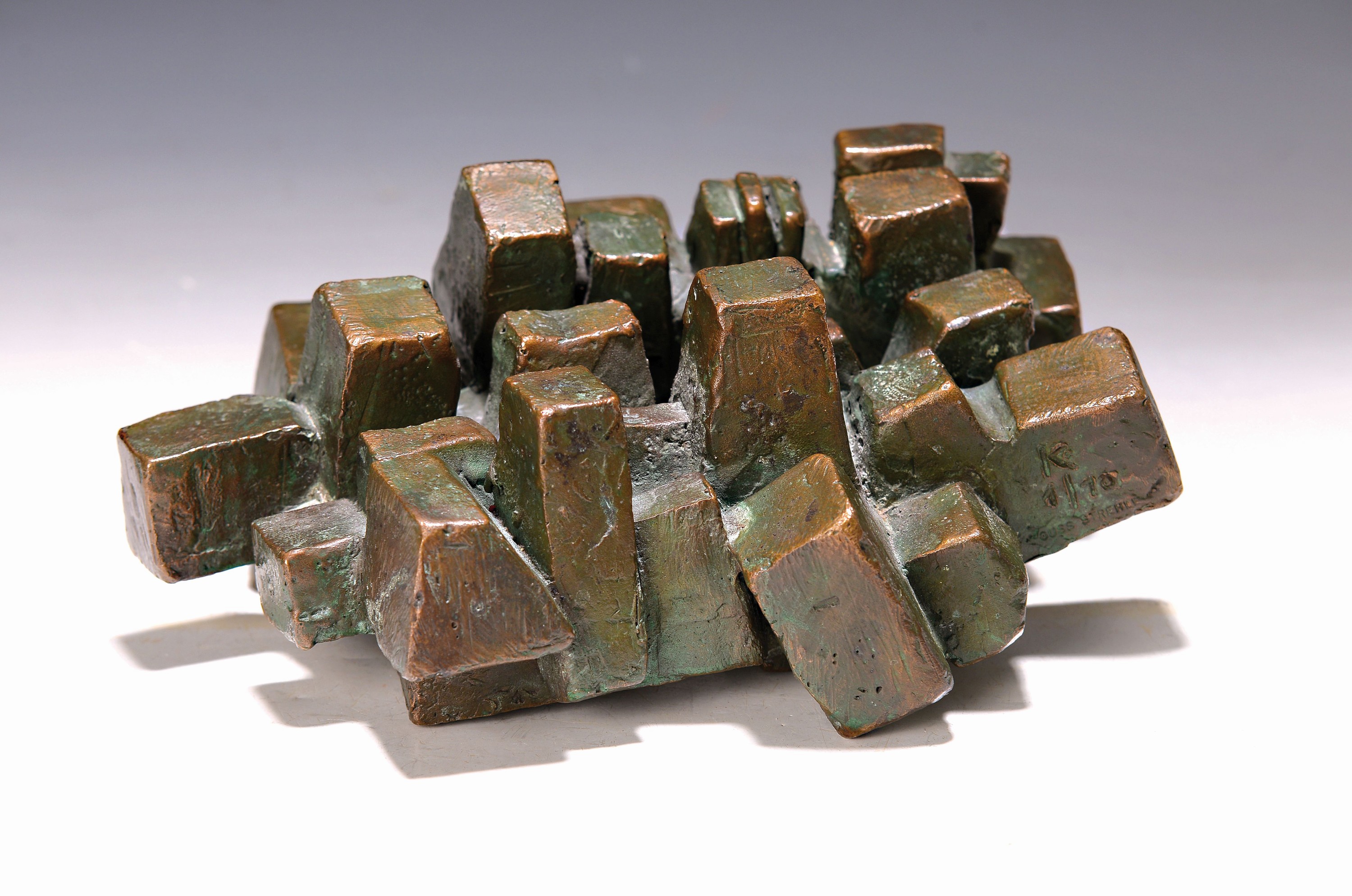Manfred Kieselbach, 1935 Coburg - 2018 Mannheim, Absraktion I, Bronzeskulptur, Giesserei Stehle, Celle, ca. 10 x 24 x 19 cm